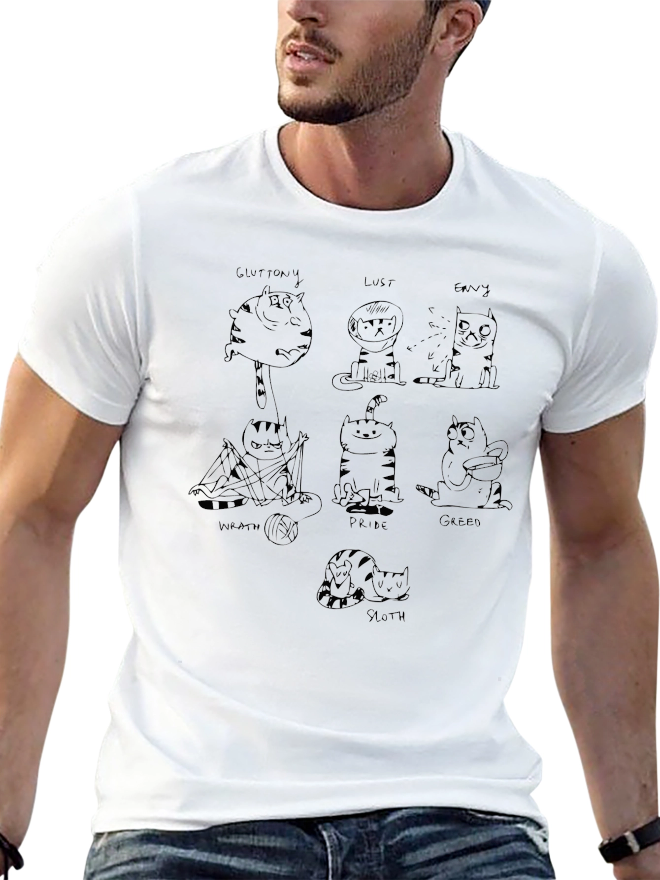 Seven Deadly Sins Cat Graphic Tee