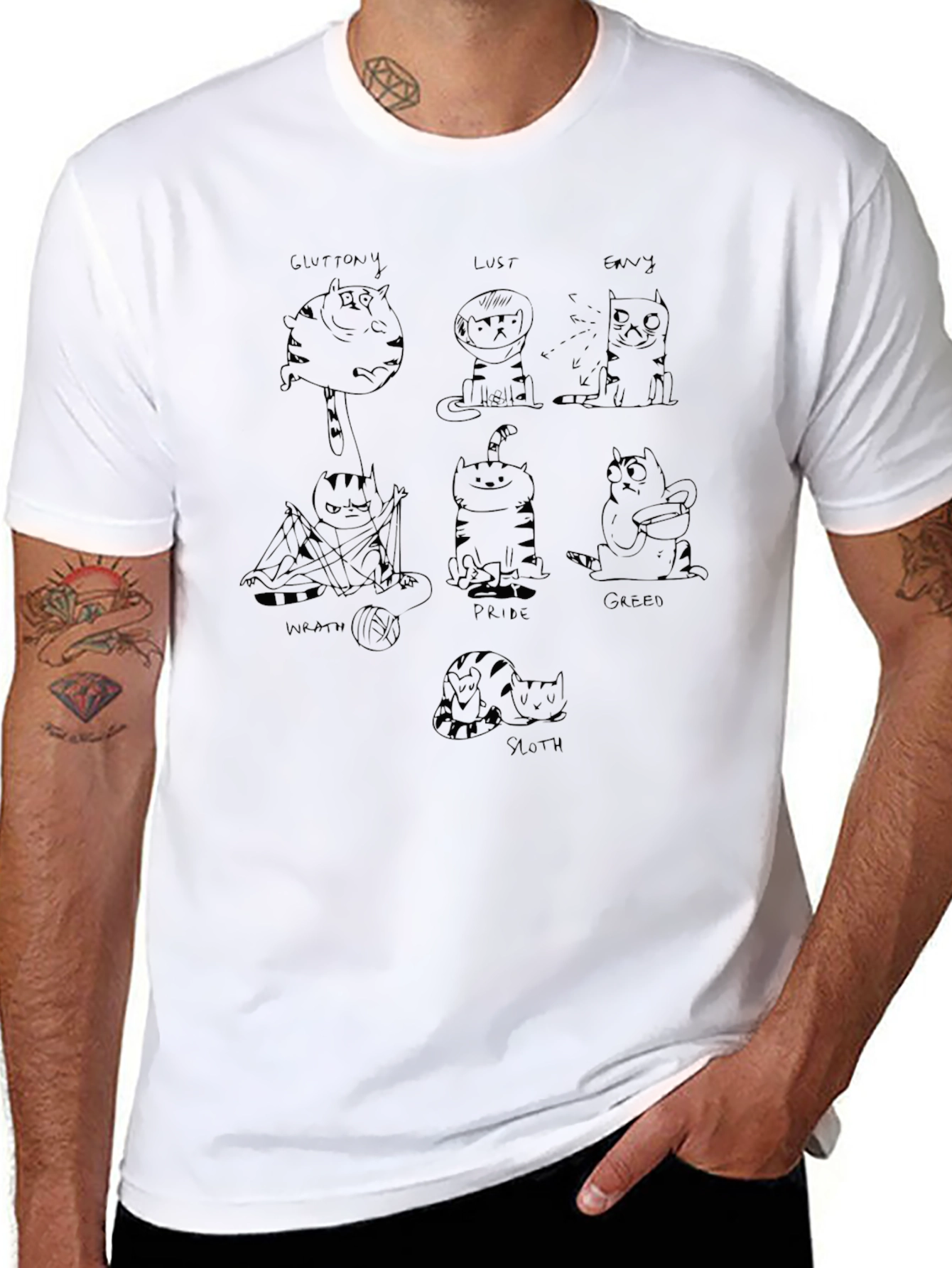 Seven Deadly Sins Cat Graphic Tee