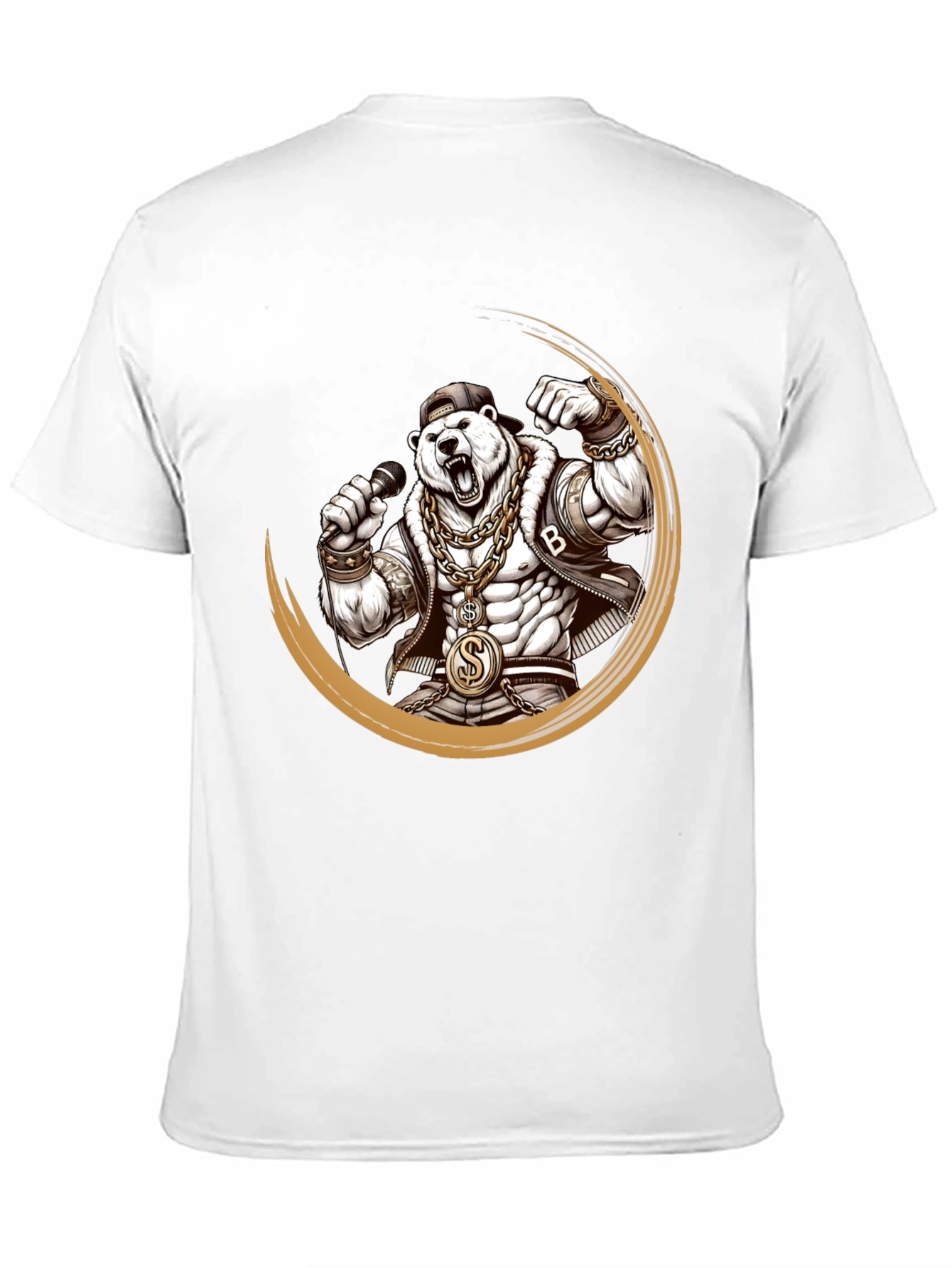 Rapper Bear Graphic Tee - Black Cotton T-Shirt