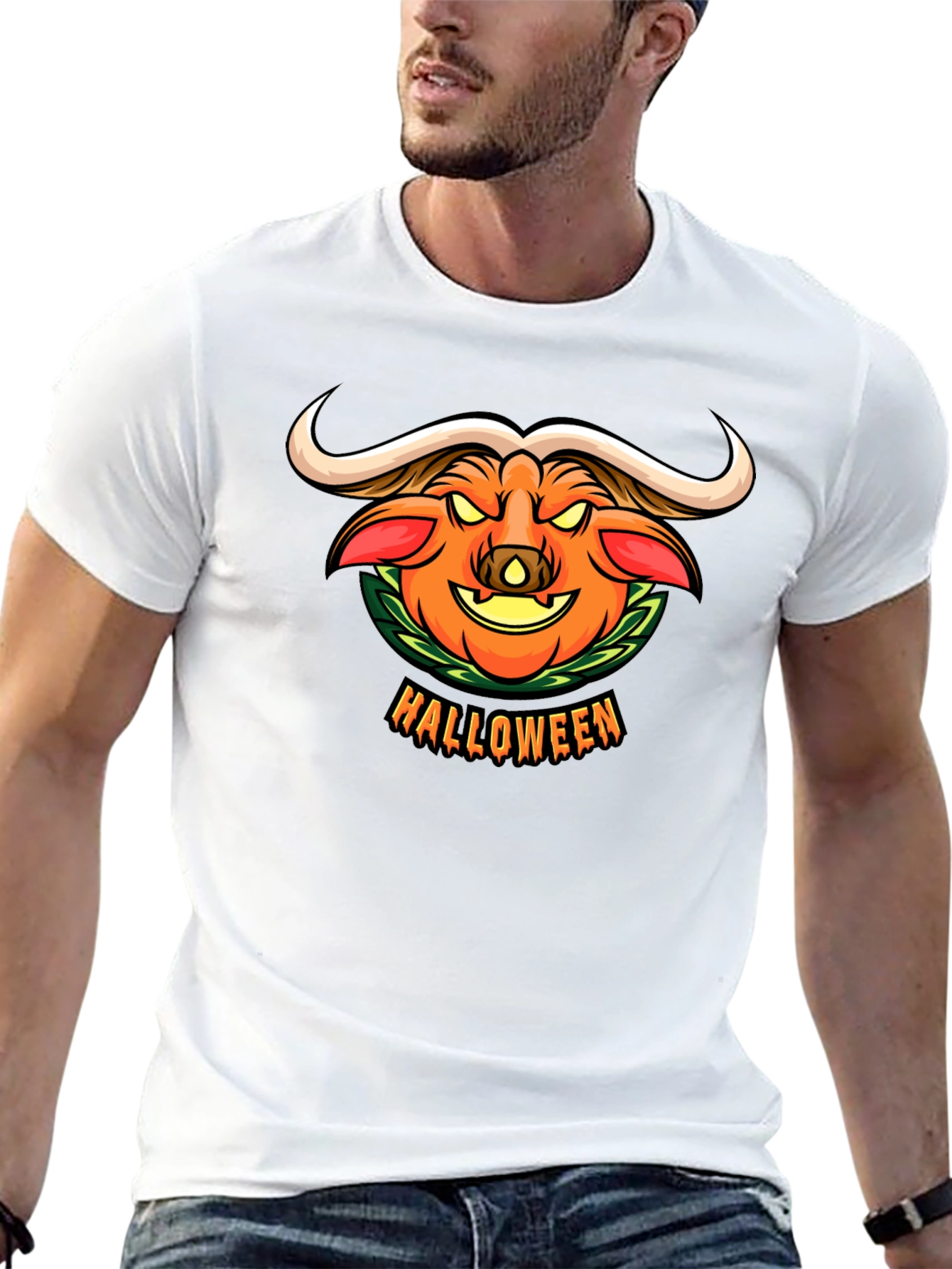 Halloween Pumpkin Buffalo Graphic T-Shirt