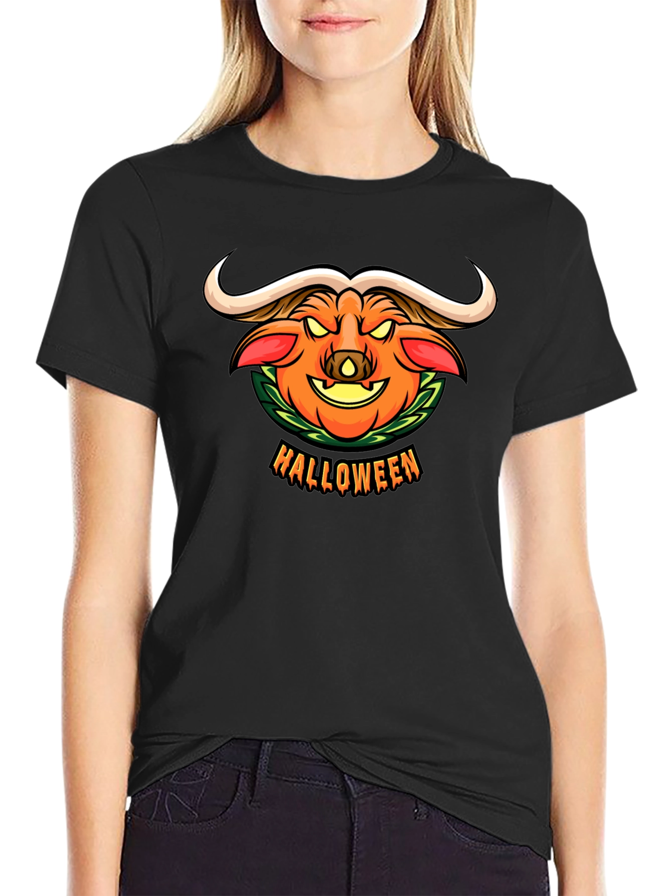 Halloween Pumpkin Buffalo Graphic T-Shirt