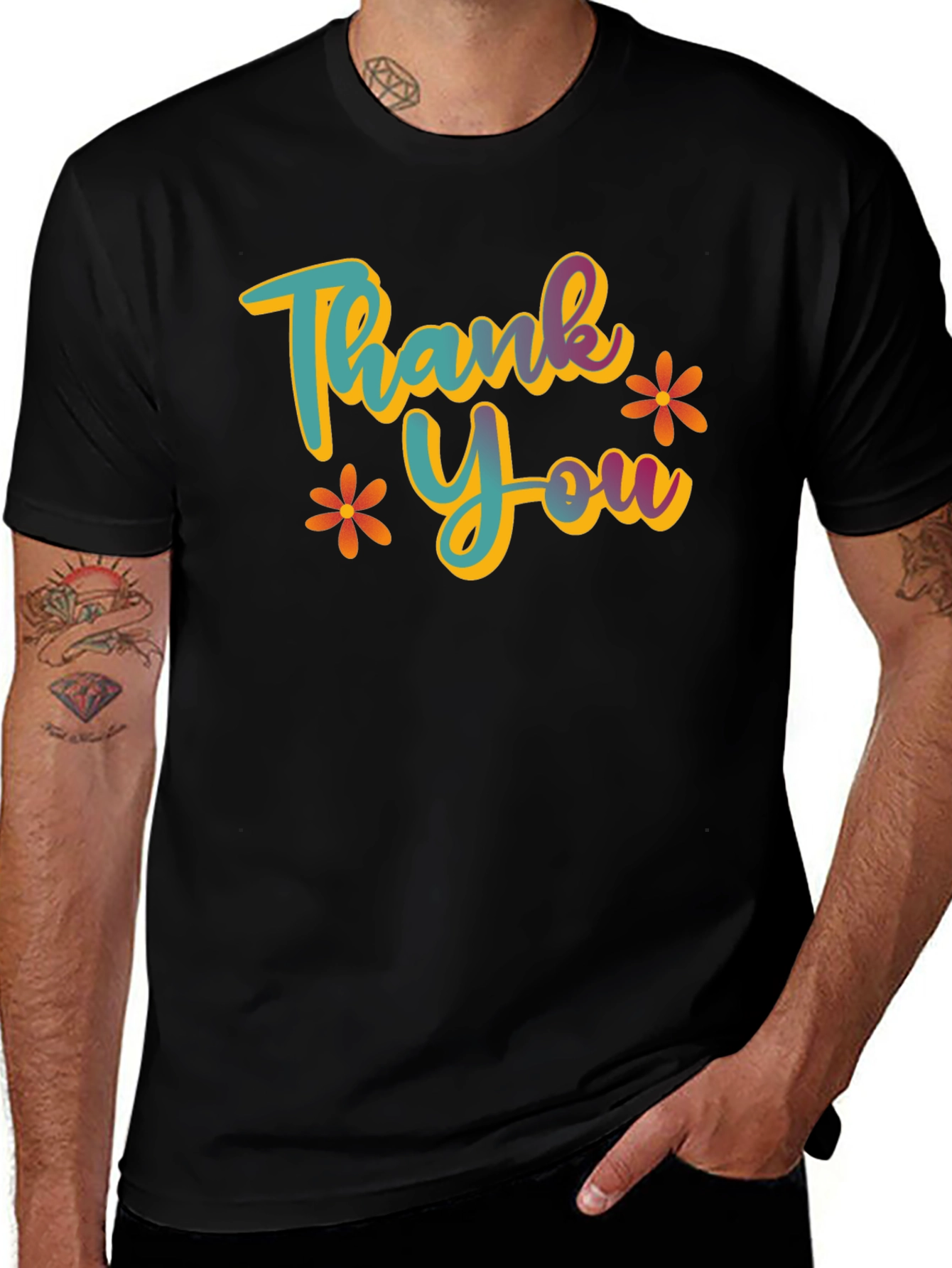 Thank You Graphic T-Shirt - Casual Black Tee