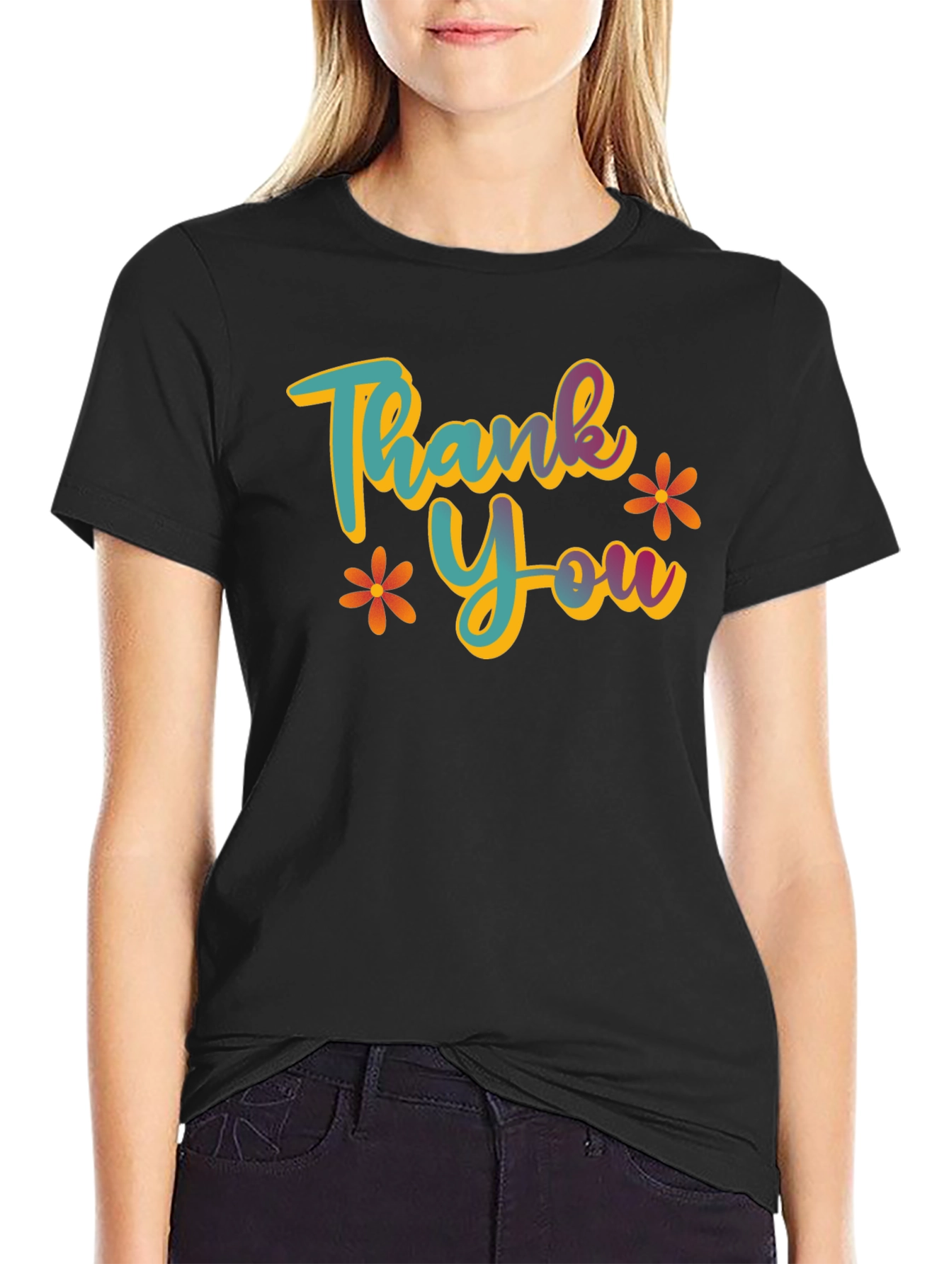Thank You Graphic T-Shirt - Casual Black Tee