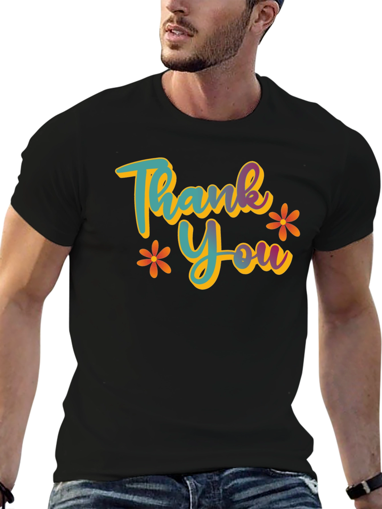 Thank You Graphic T-Shirt - Casual Black Tee