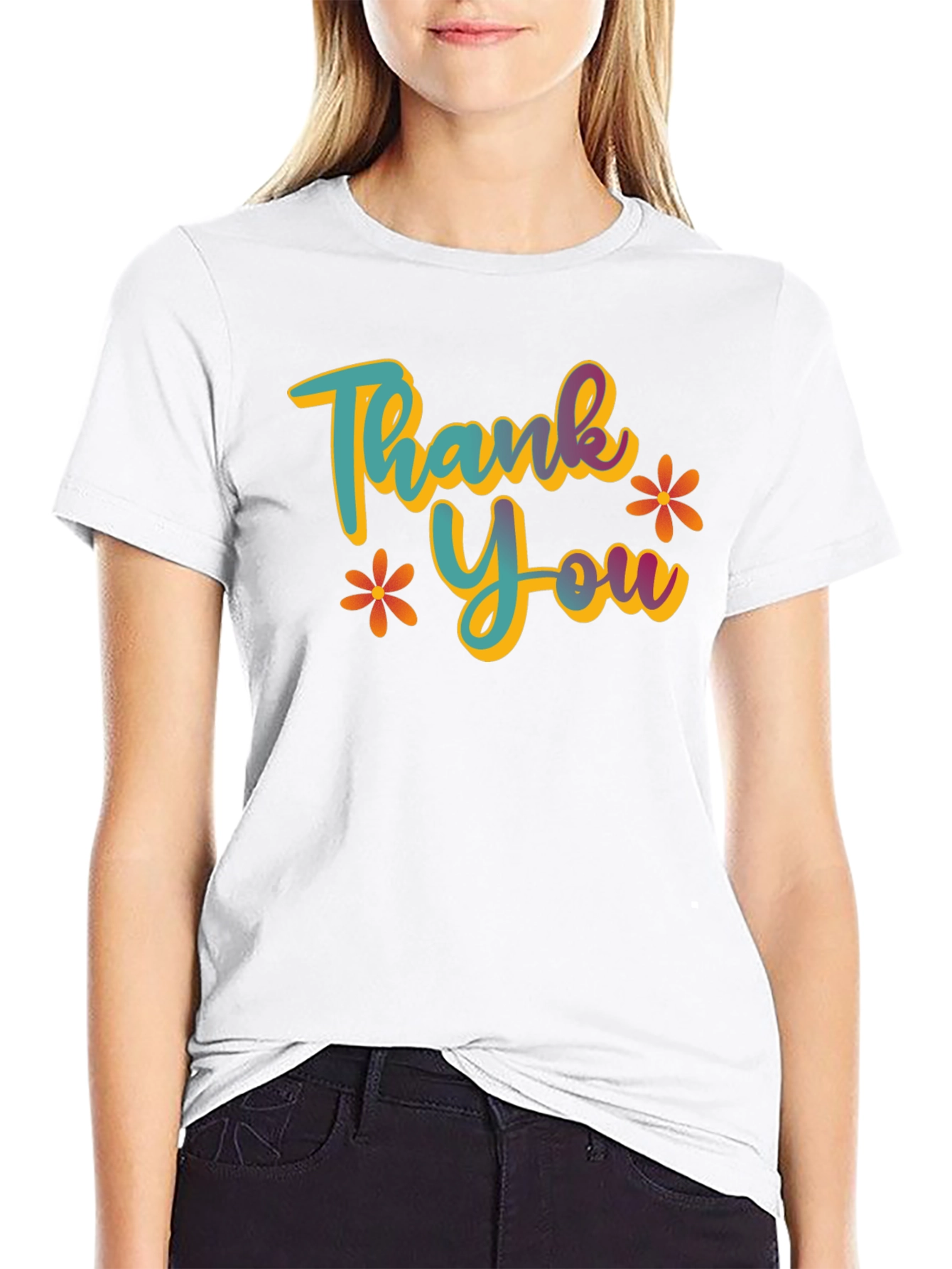 Thank You Graphic T-Shirt - Casual Black Tee