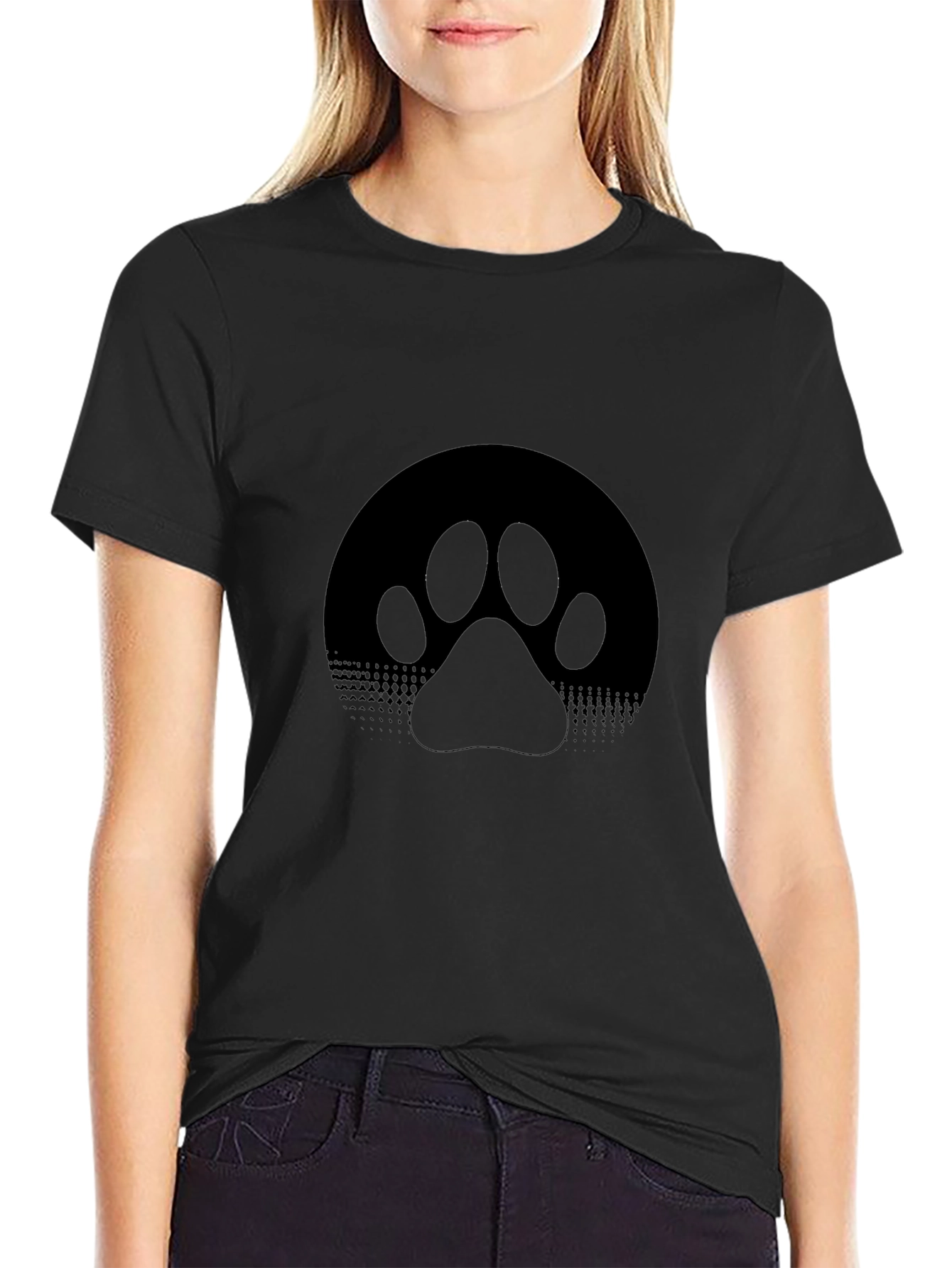 Paw Print Graphic Tee - Mens Black T-Shirt