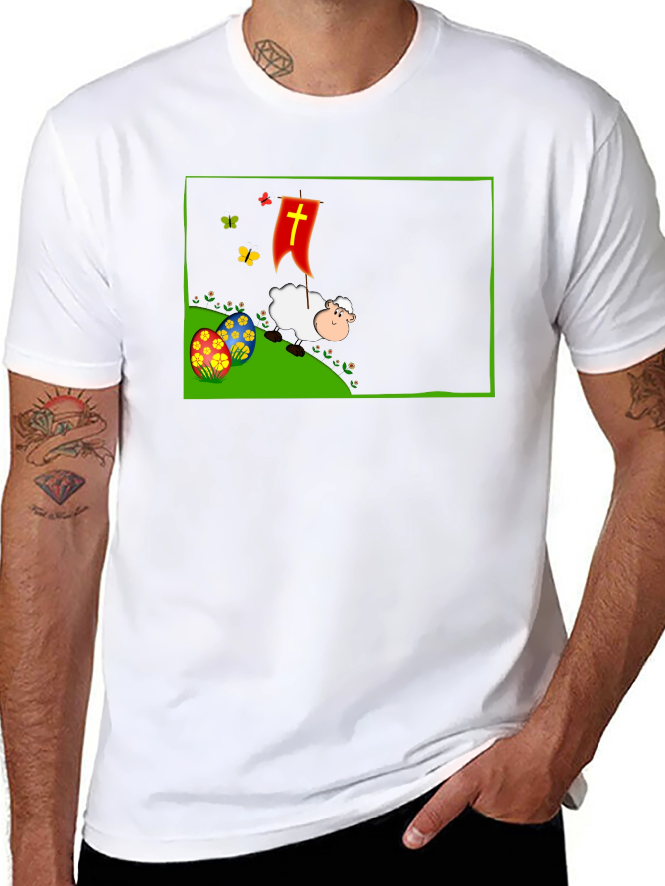 Easter Sheep Graphic T-Shirt - Black
