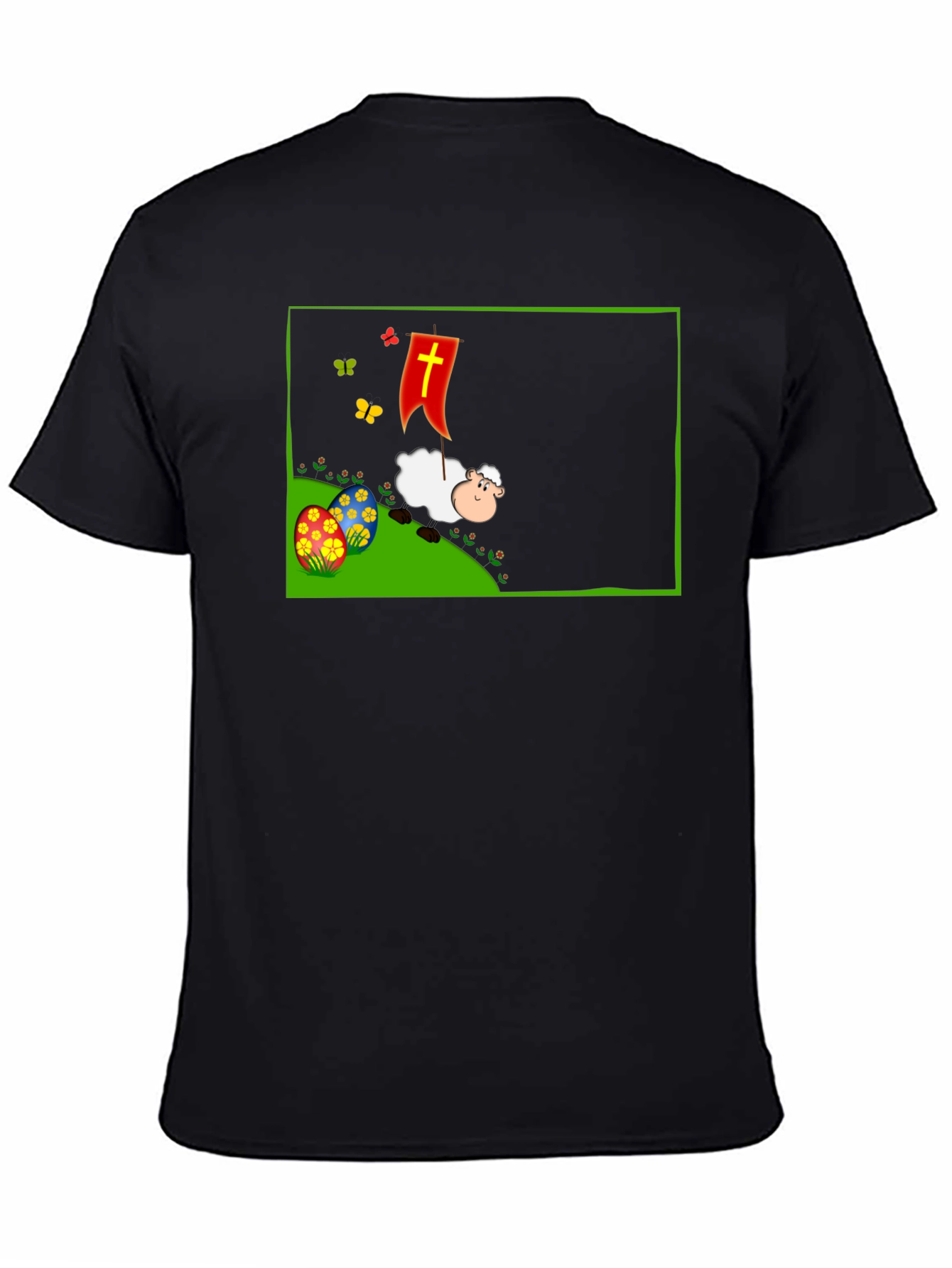 Easter Sheep Graphic T-Shirt - Black