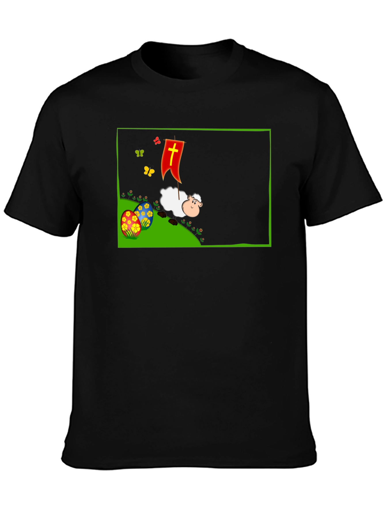 Easter Sheep Graphic T-Shirt - Black