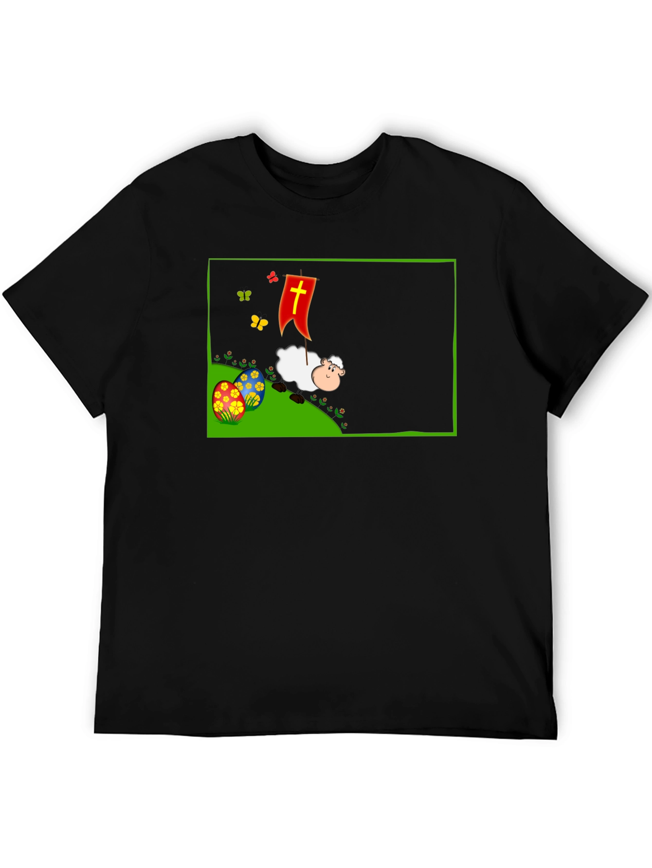 Easter Sheep Graphic T-Shirt - Black