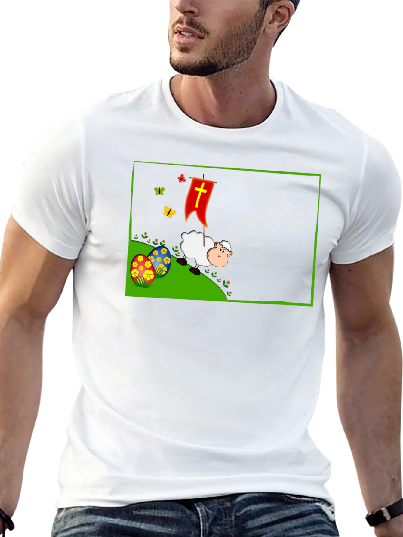 Easter Sheep Graphic T-Shirt - Black