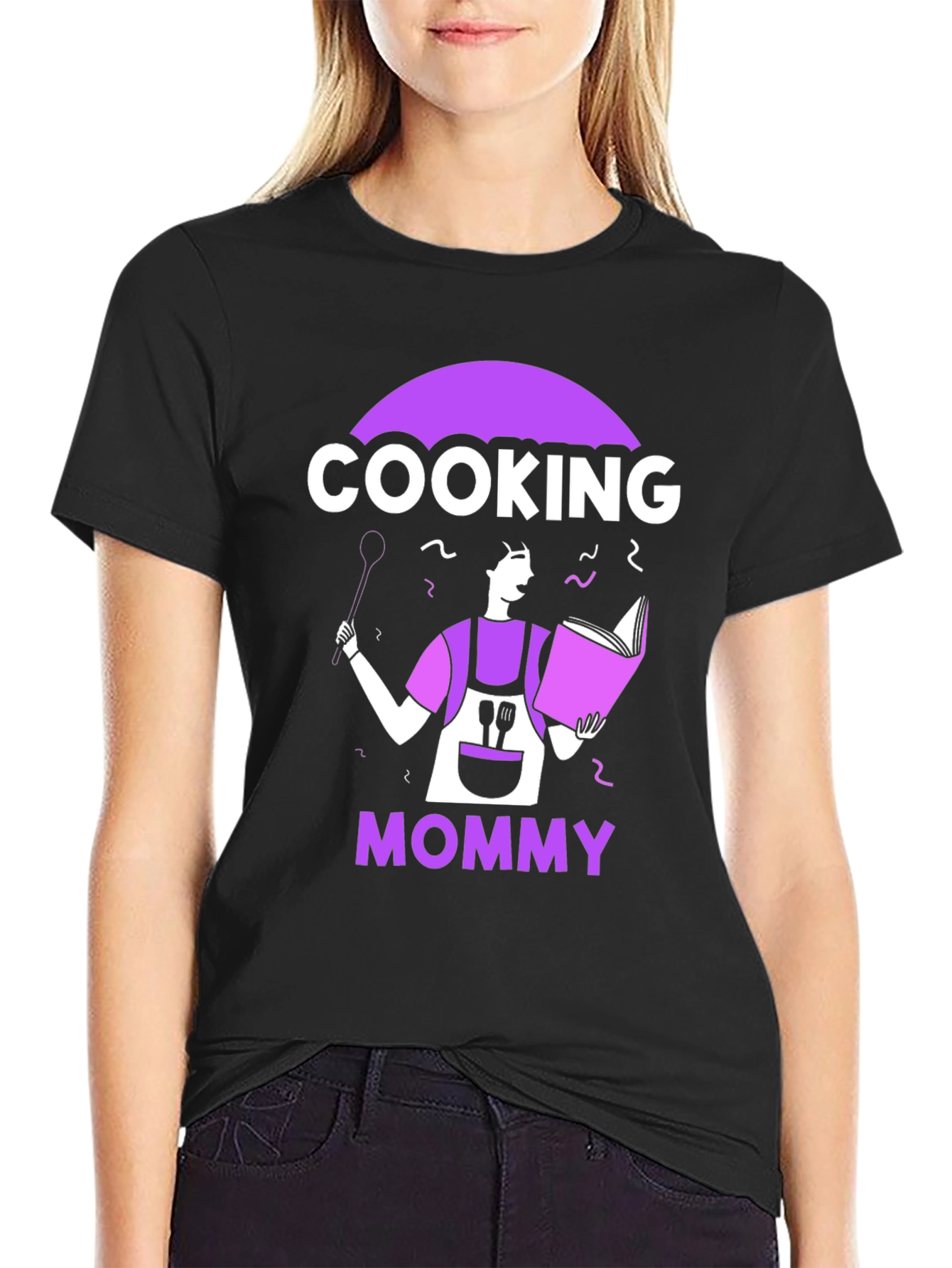 Cooking Mommy Graphic T-Shirt - Black Casual Tee