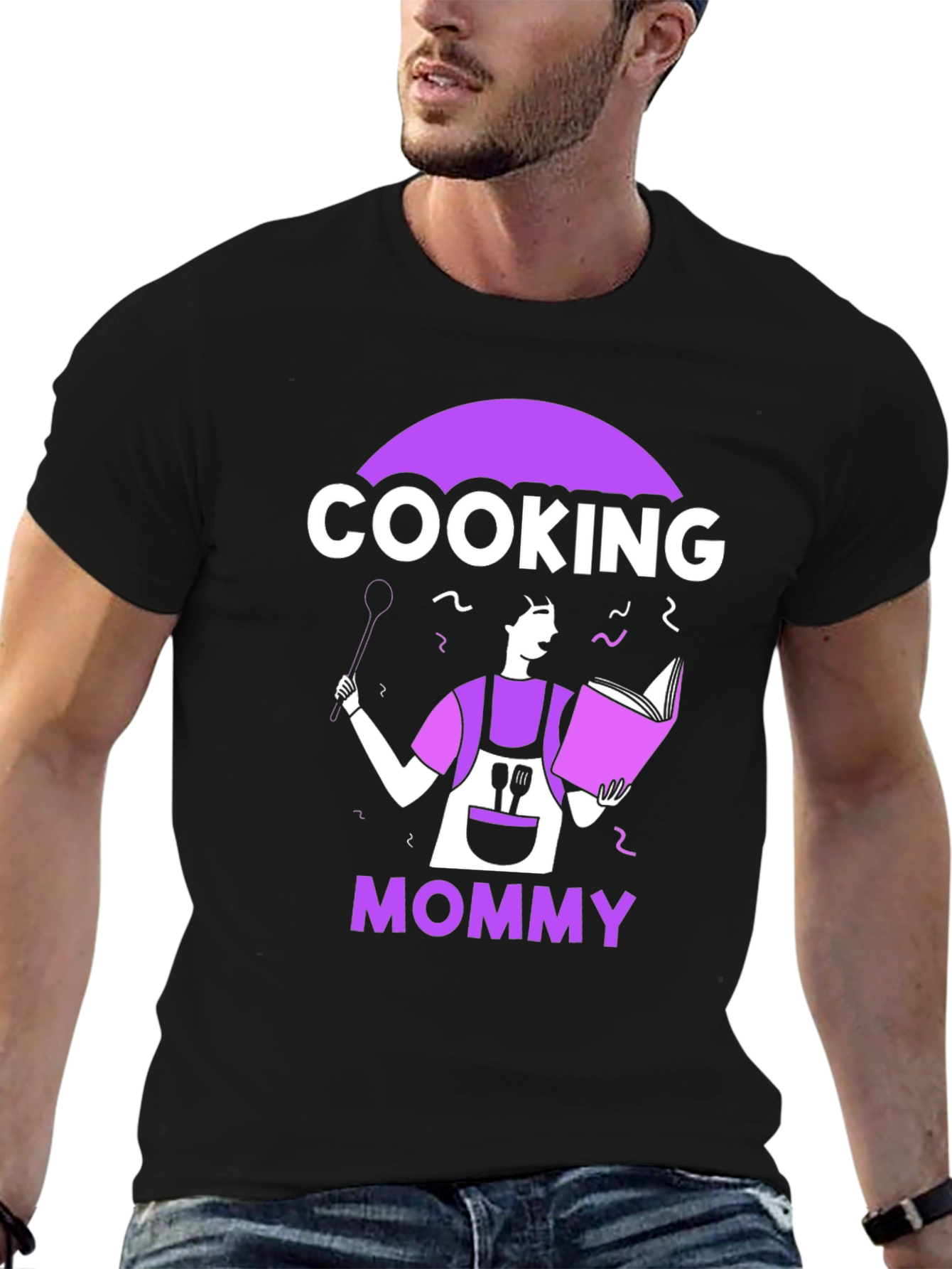 Cooking Mommy Graphic T-Shirt - Black Casual Tee