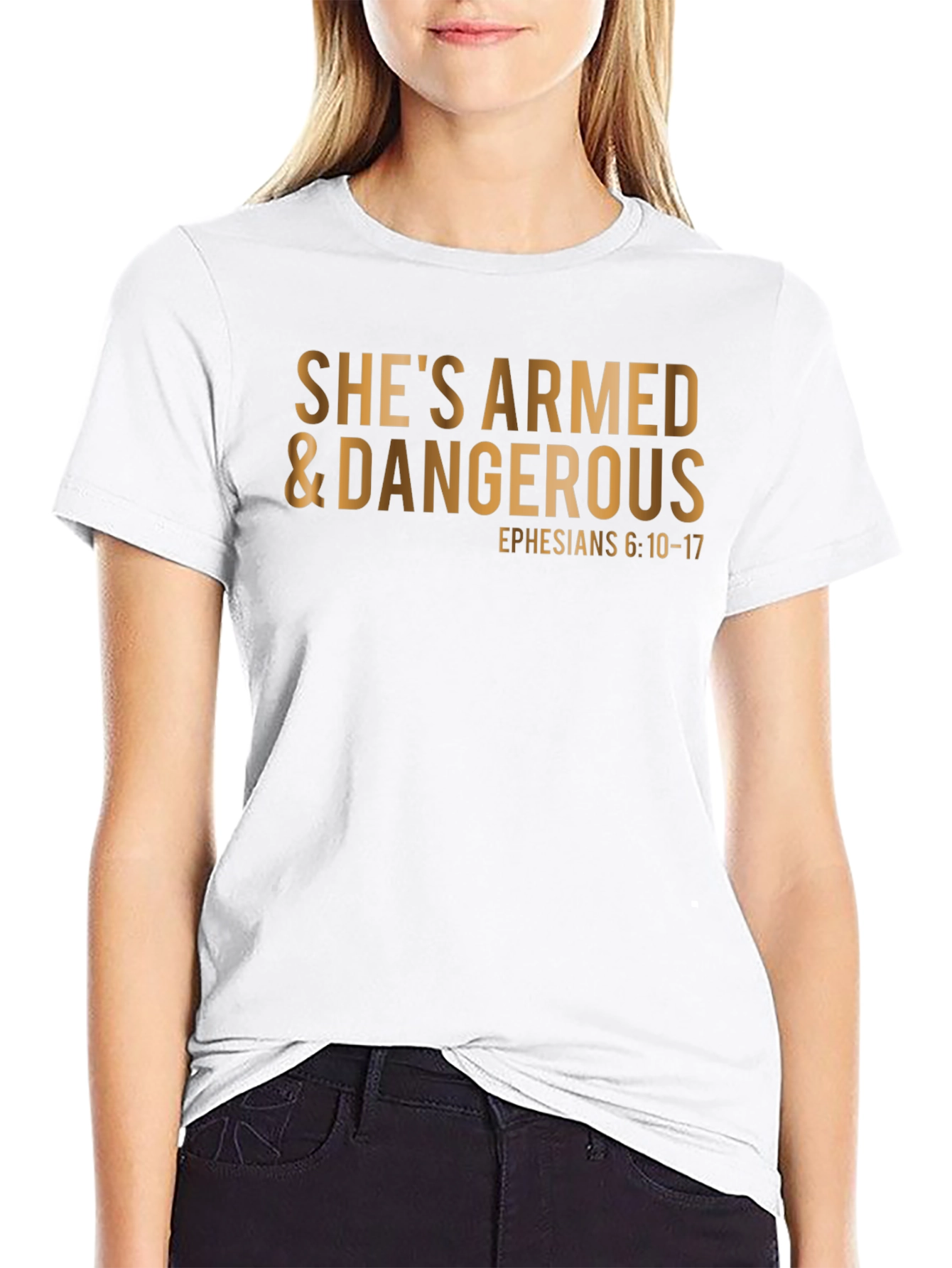 Shes Armed & Dangerous T-Shirt: Christian Apparel