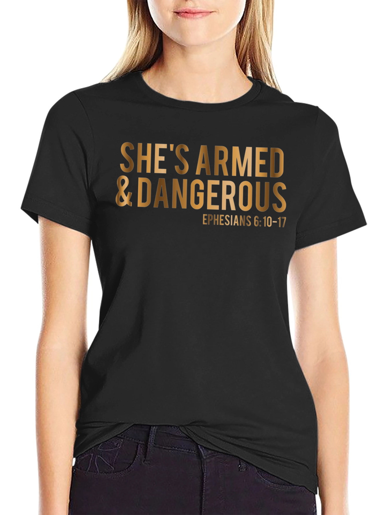 Shes Armed & Dangerous T-Shirt: Christian Apparel