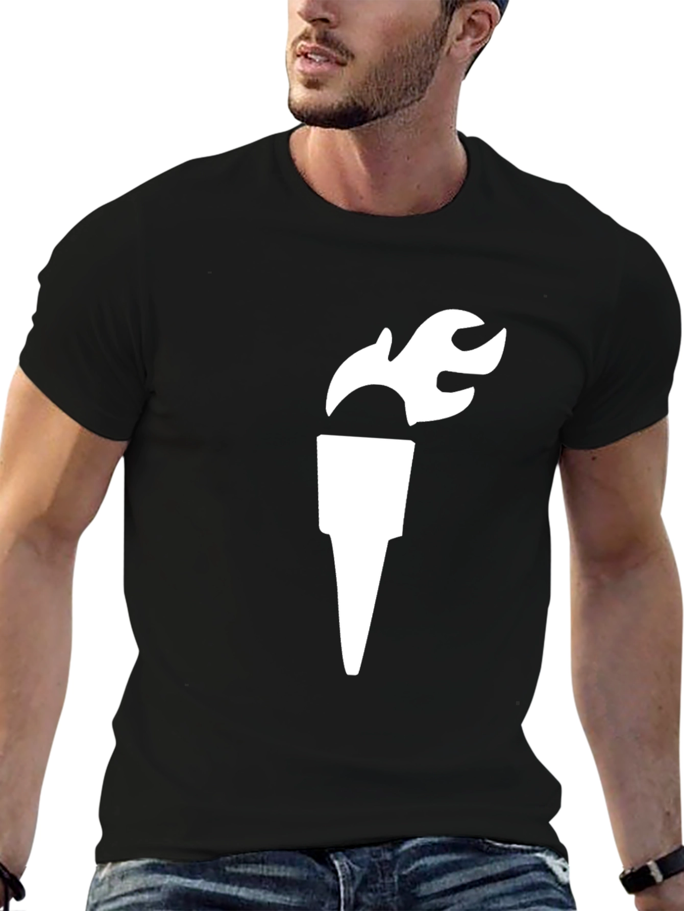 Torch Graphic Tee - Black Cotton T-Shirt