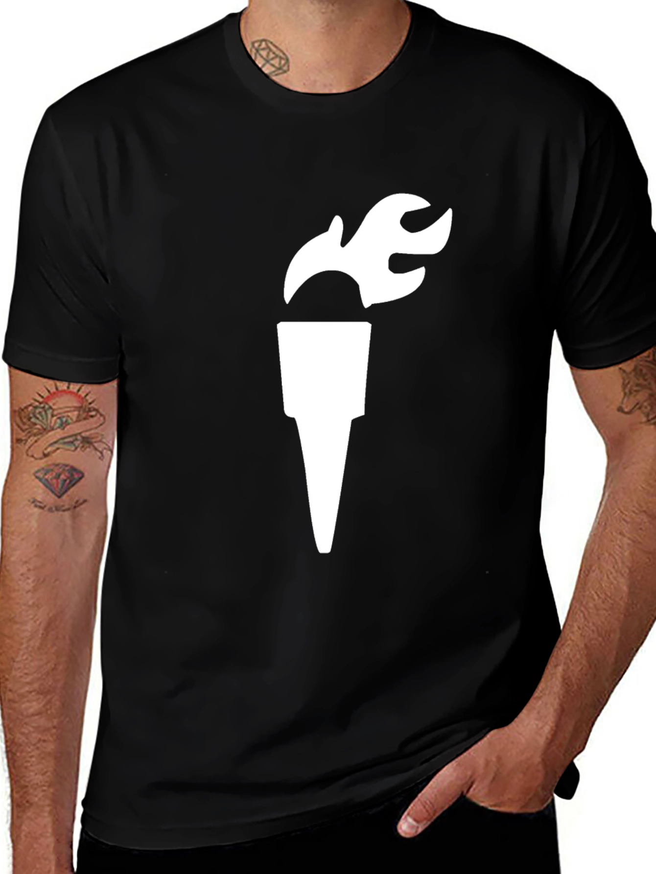 Torch Graphic Tee - Black Cotton T-Shirt
