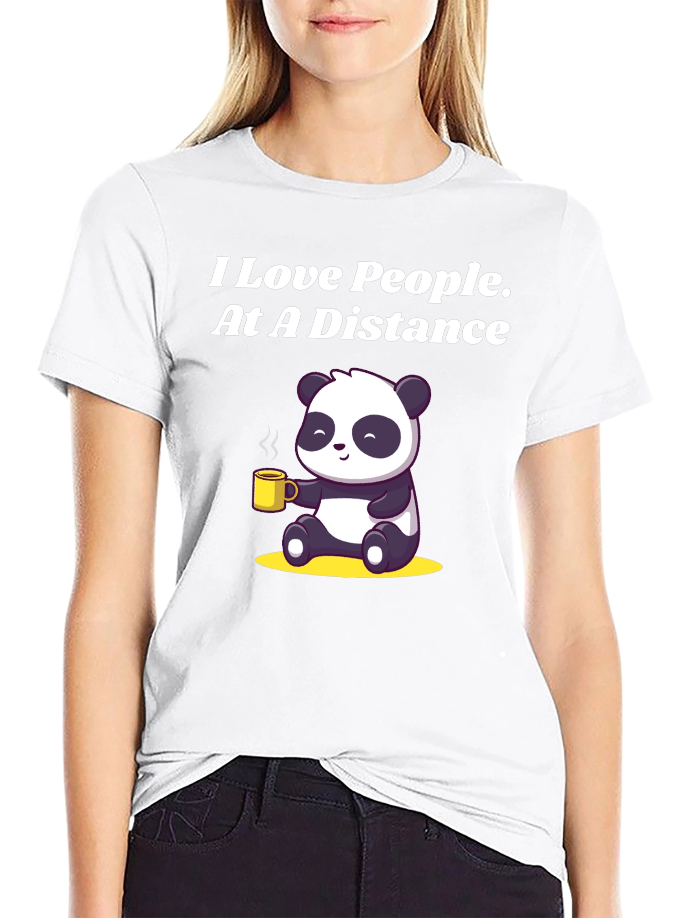 I Love People At A Distance Panda Graphic Tee