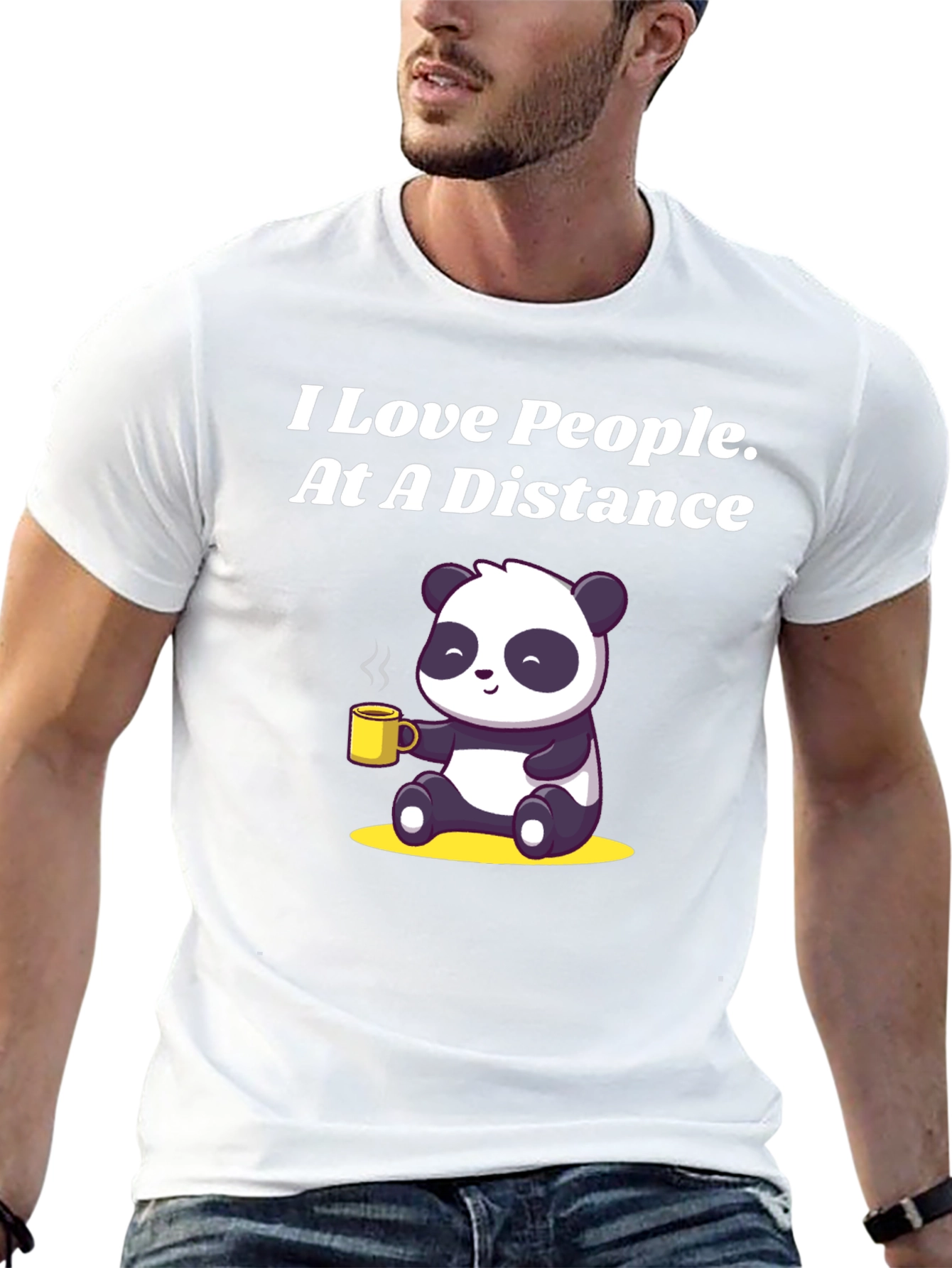 I Love People At A Distance Panda Graphic Tee