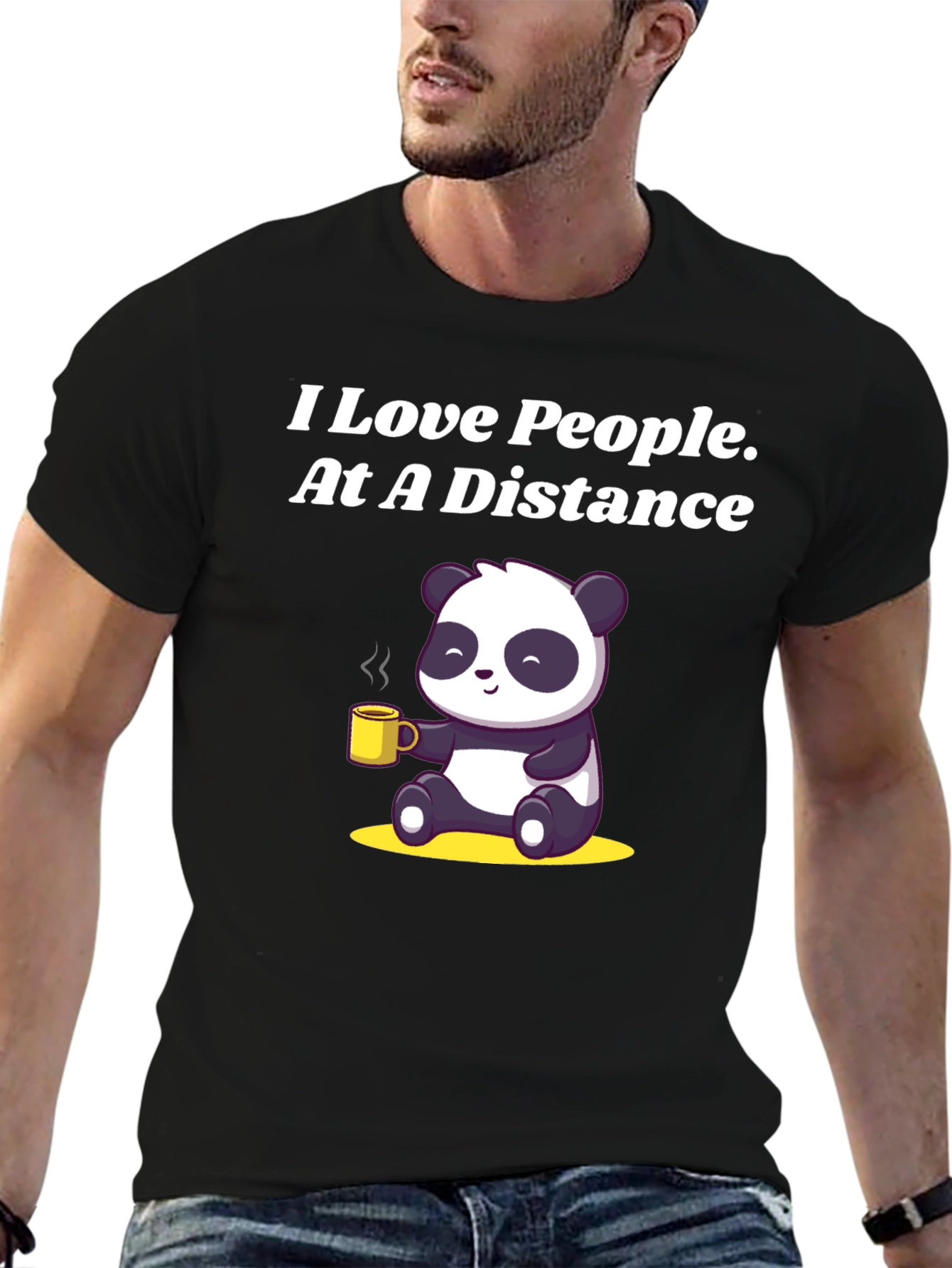 I Love People At A Distance Panda Graphic Tee