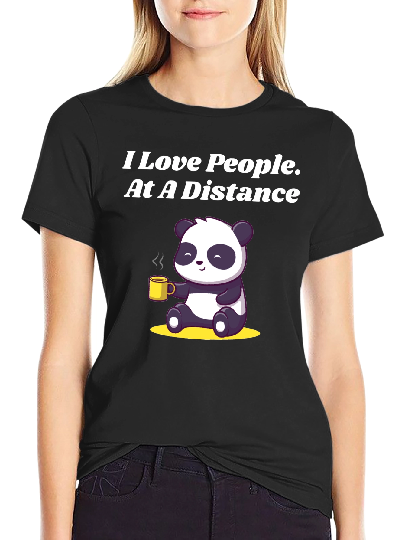 I Love People At A Distance Panda Graphic Tee