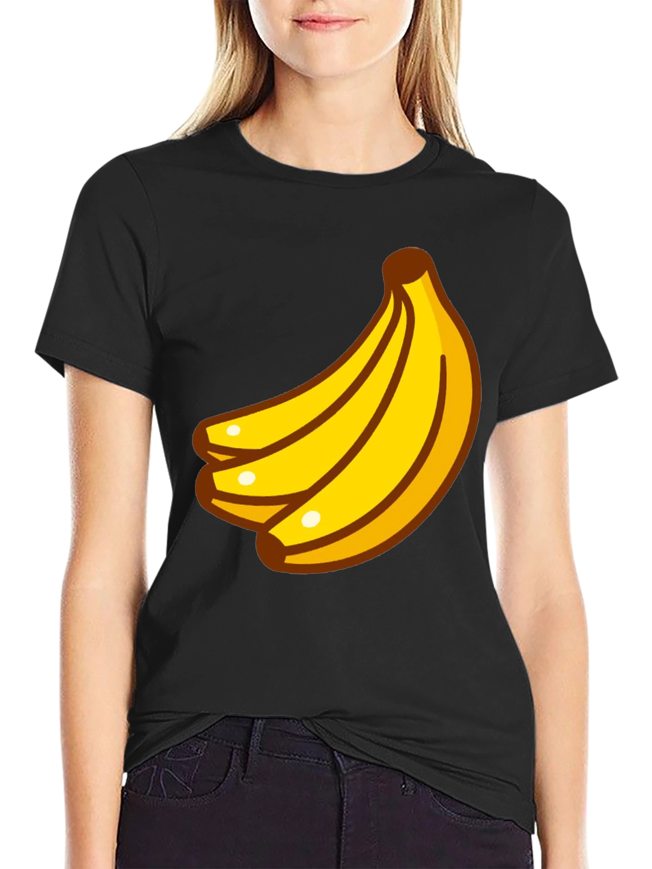 Banana Cartoon Graphic Black T-Shirt