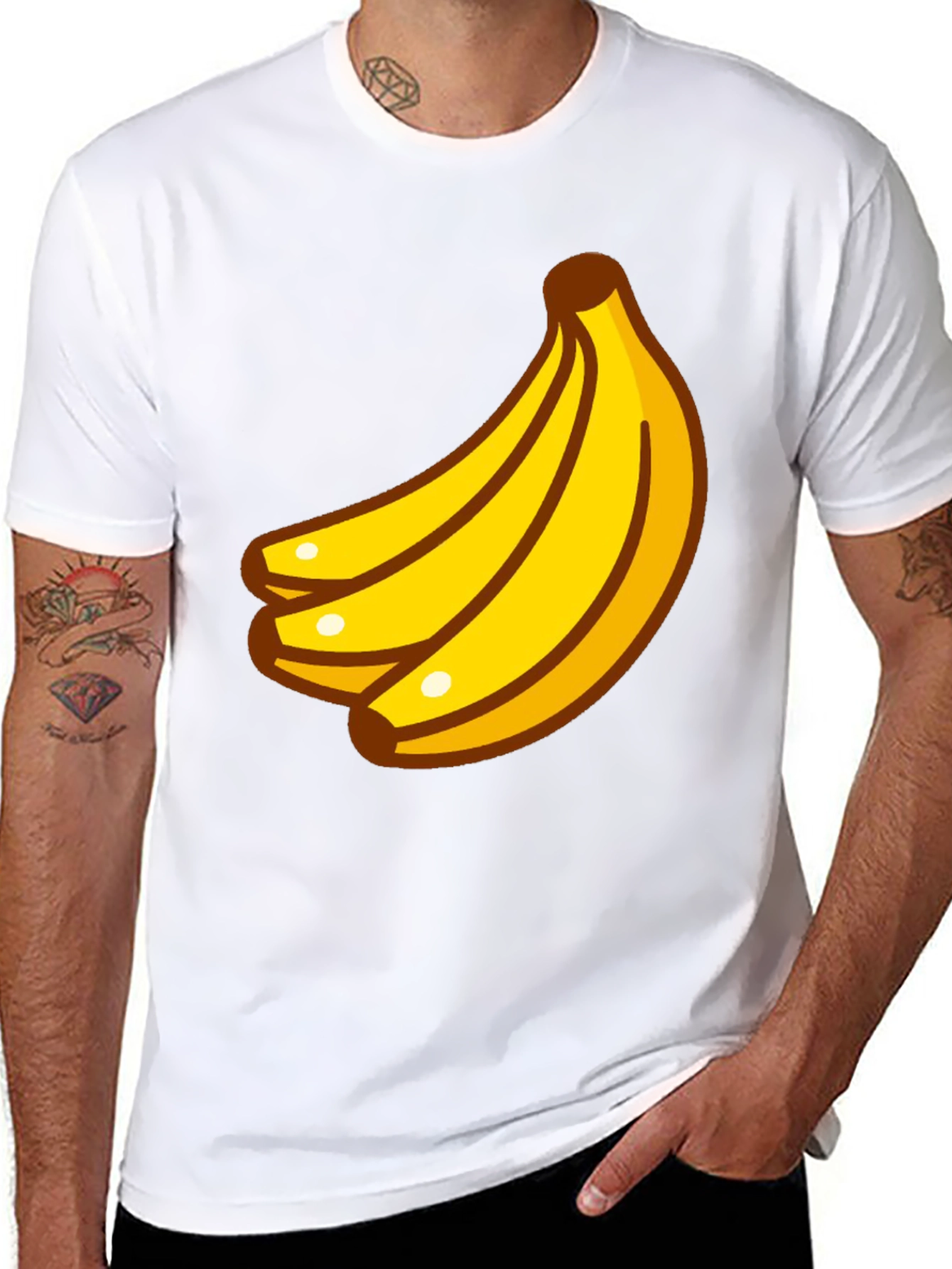 Banana Cartoon Graphic Black T-Shirt