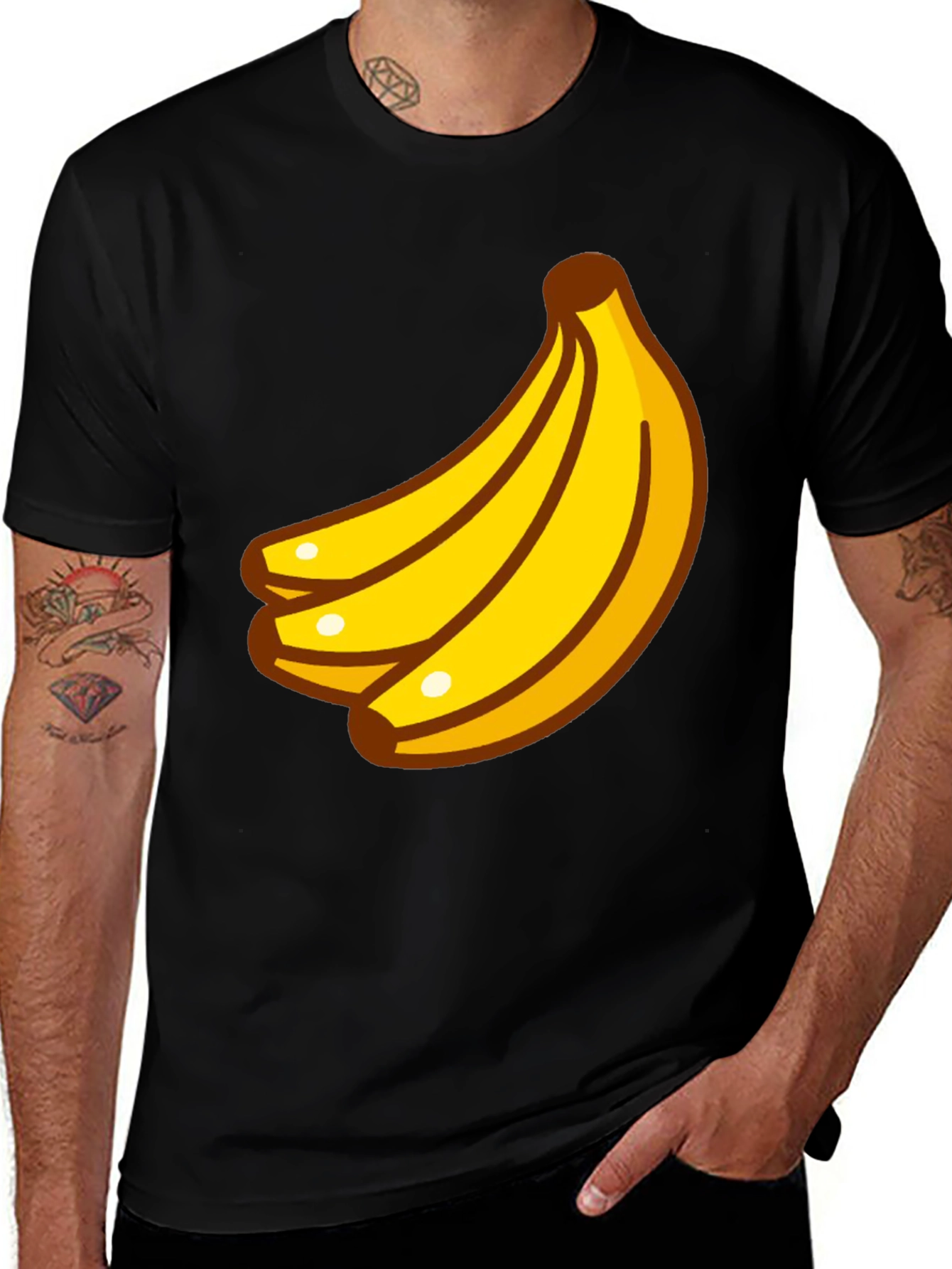 Banana Cartoon Graphic Black T-Shirt