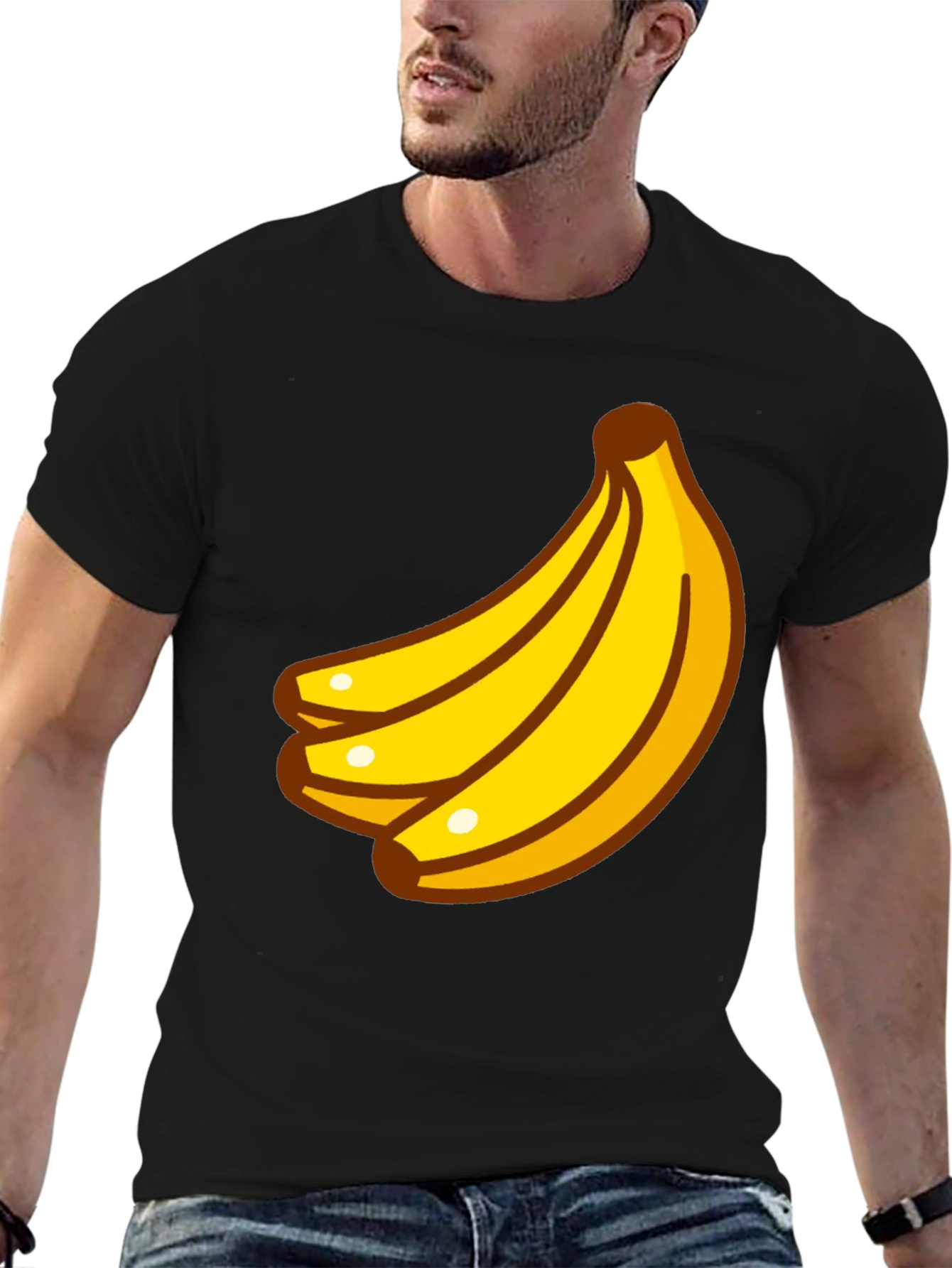 Banana Cartoon Graphic Black T-Shirt