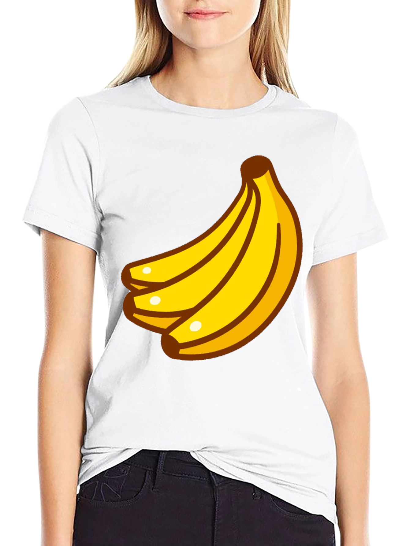 Banana Cartoon Graphic Black T-Shirt