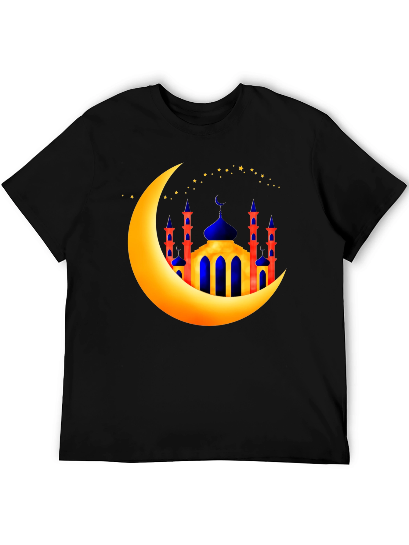 Ramadan Moon & Mosque Graphic Black T-Shirt