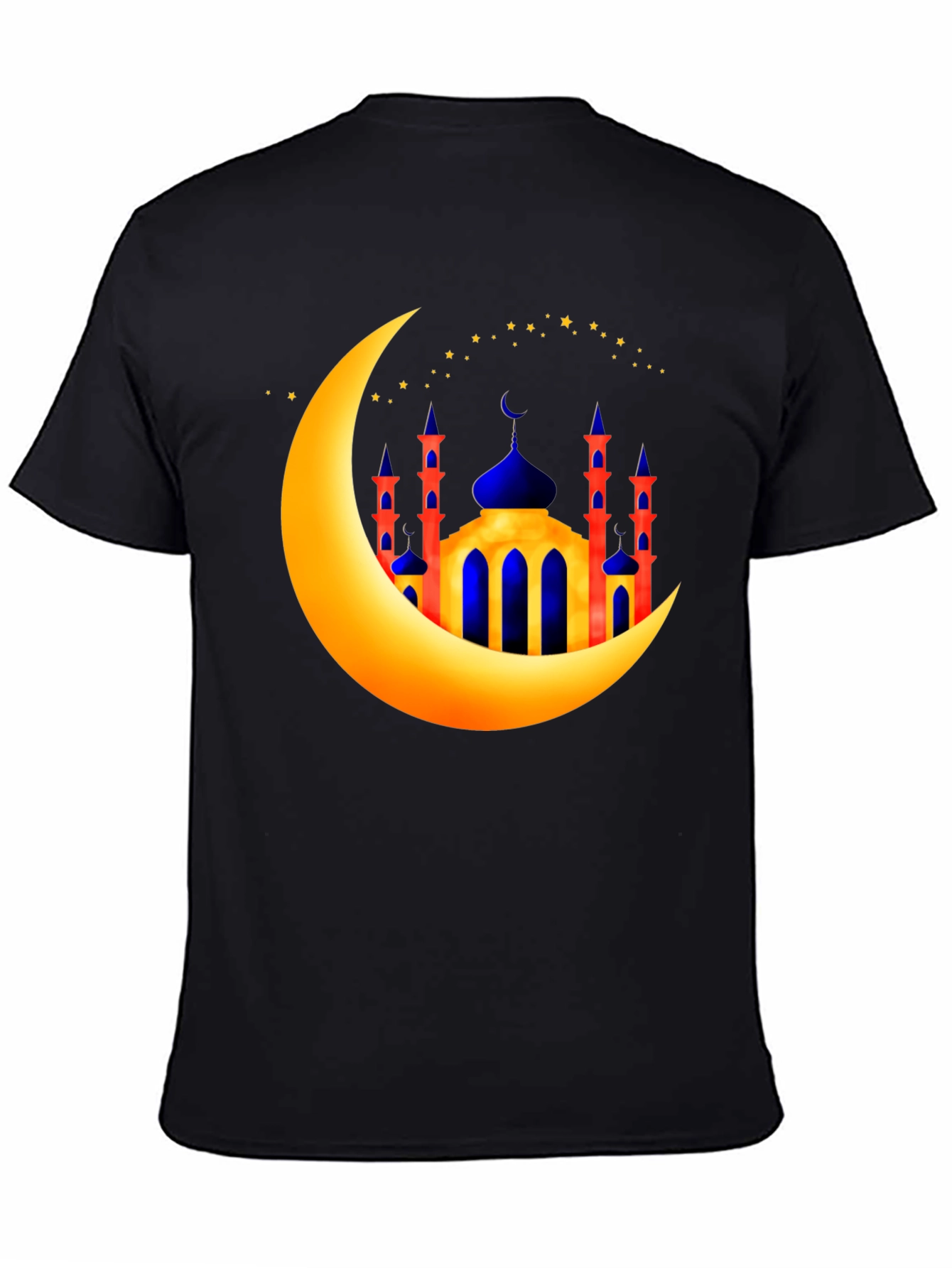 Ramadan Moon & Mosque Graphic Black T-Shirt