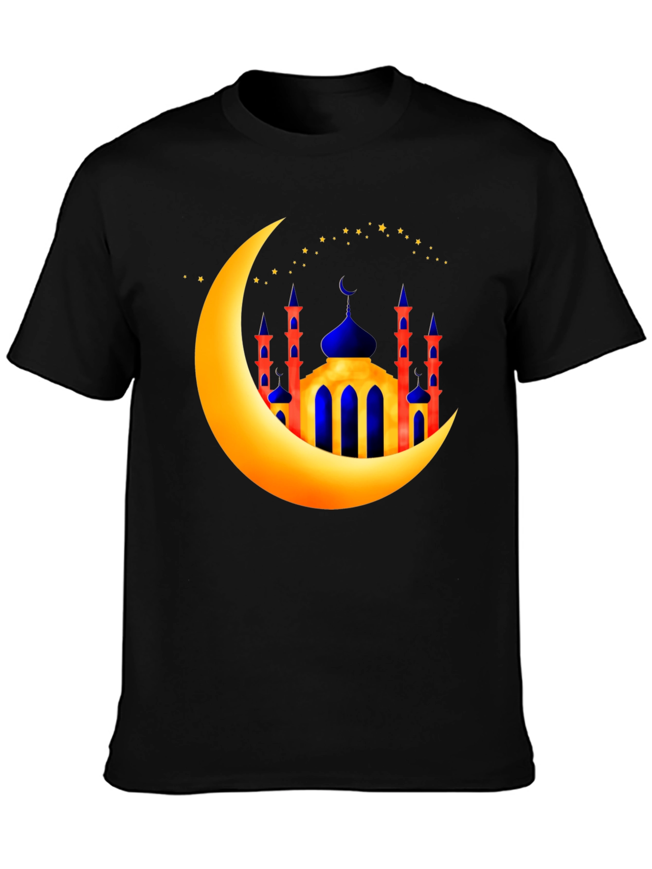 Ramadan Moon & Mosque Graphic Black T-Shirt