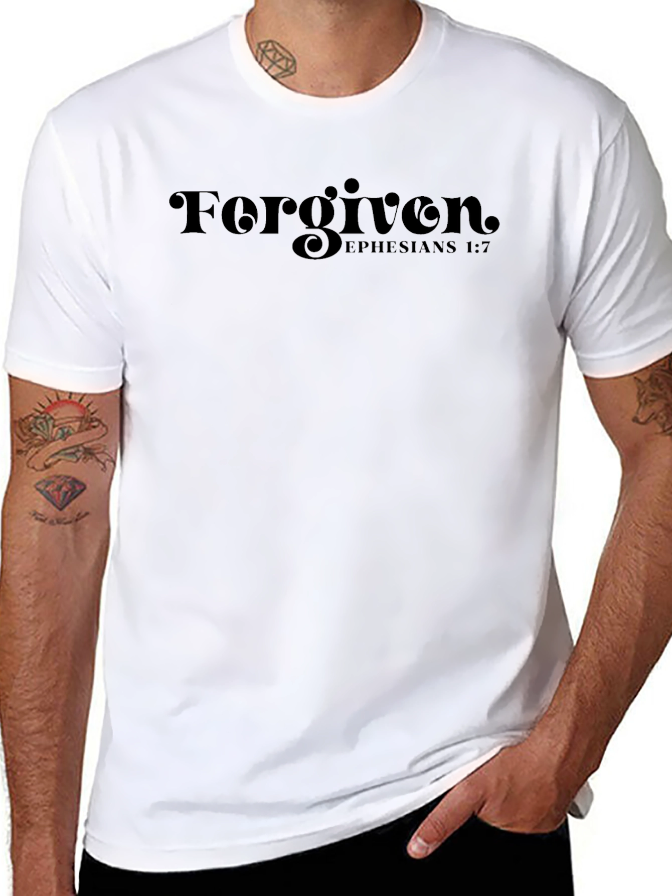 Forgiven Ephesians 1:7 Black T-Shirt