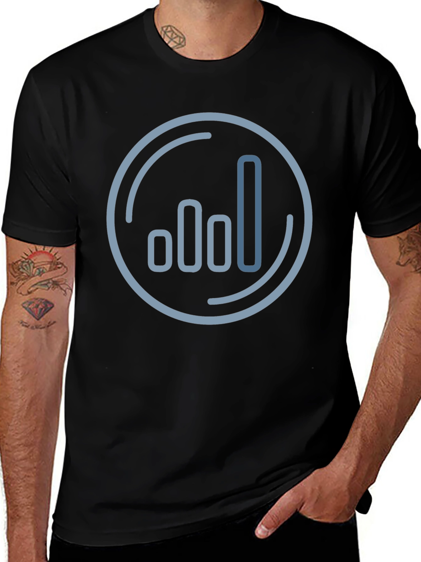Modern Graph Design Black T-Shirt