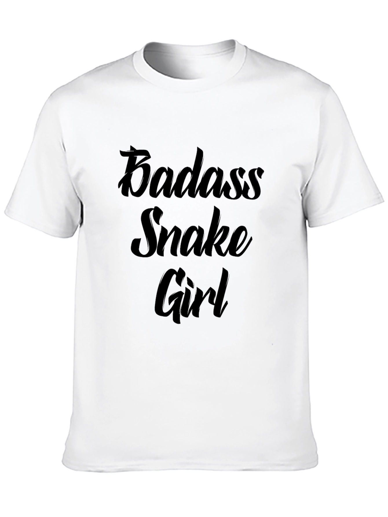 Badass Snake Girl Graphic Print Black T-Shirt