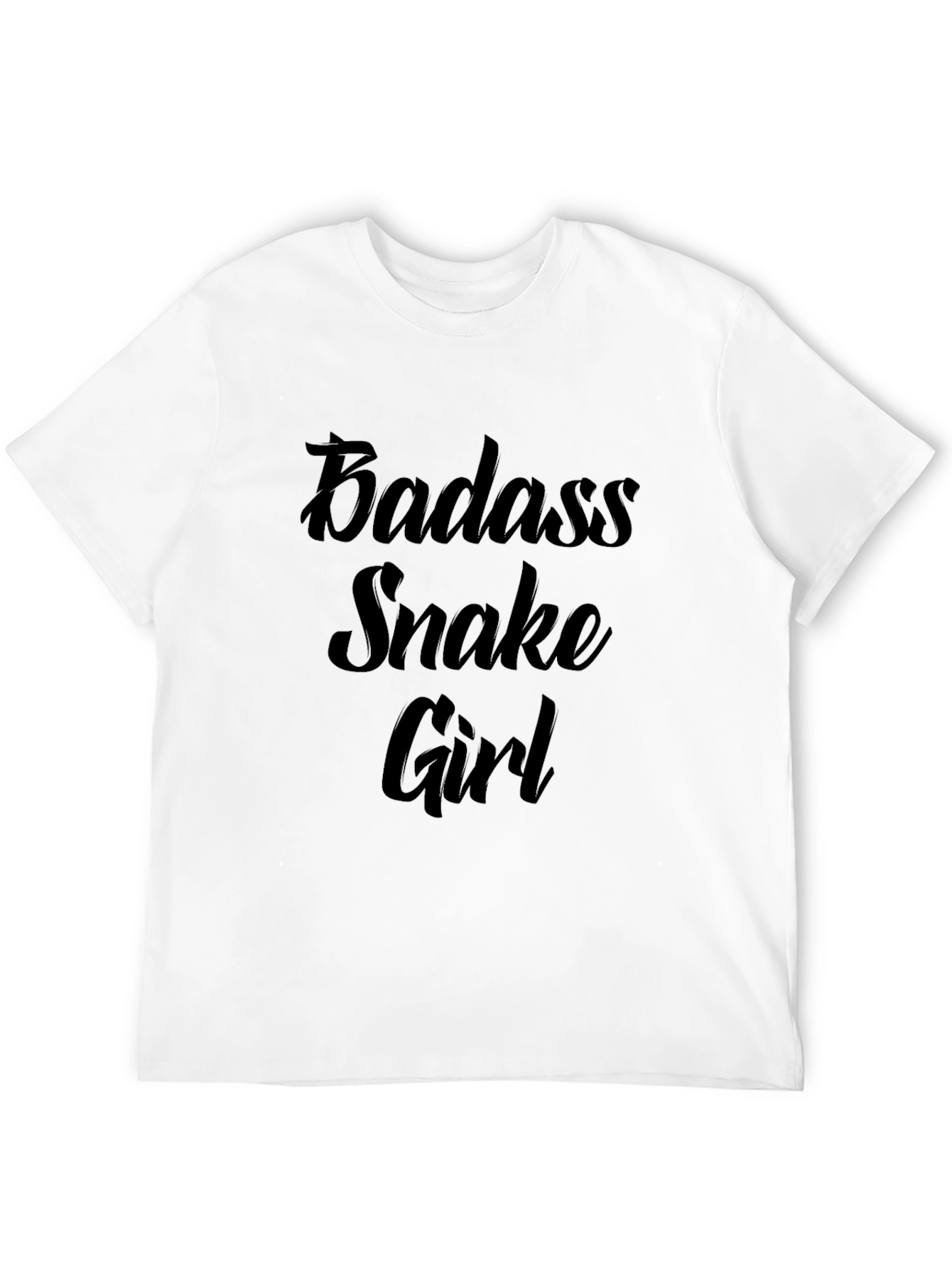 Badass Snake Girl Graphic Print Black T-Shirt
