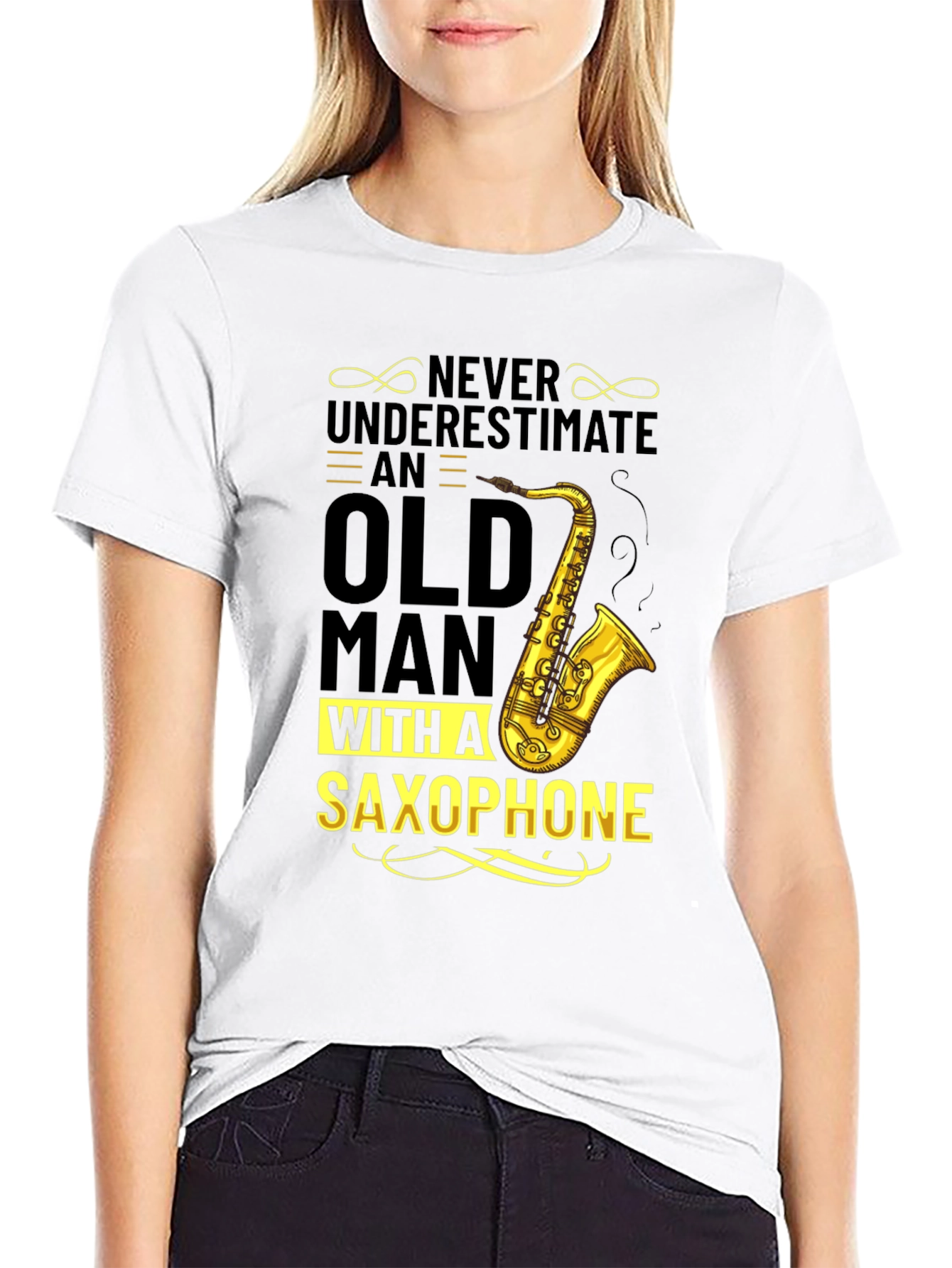 Never Underestimate Saxophone Old Man T-Shirt