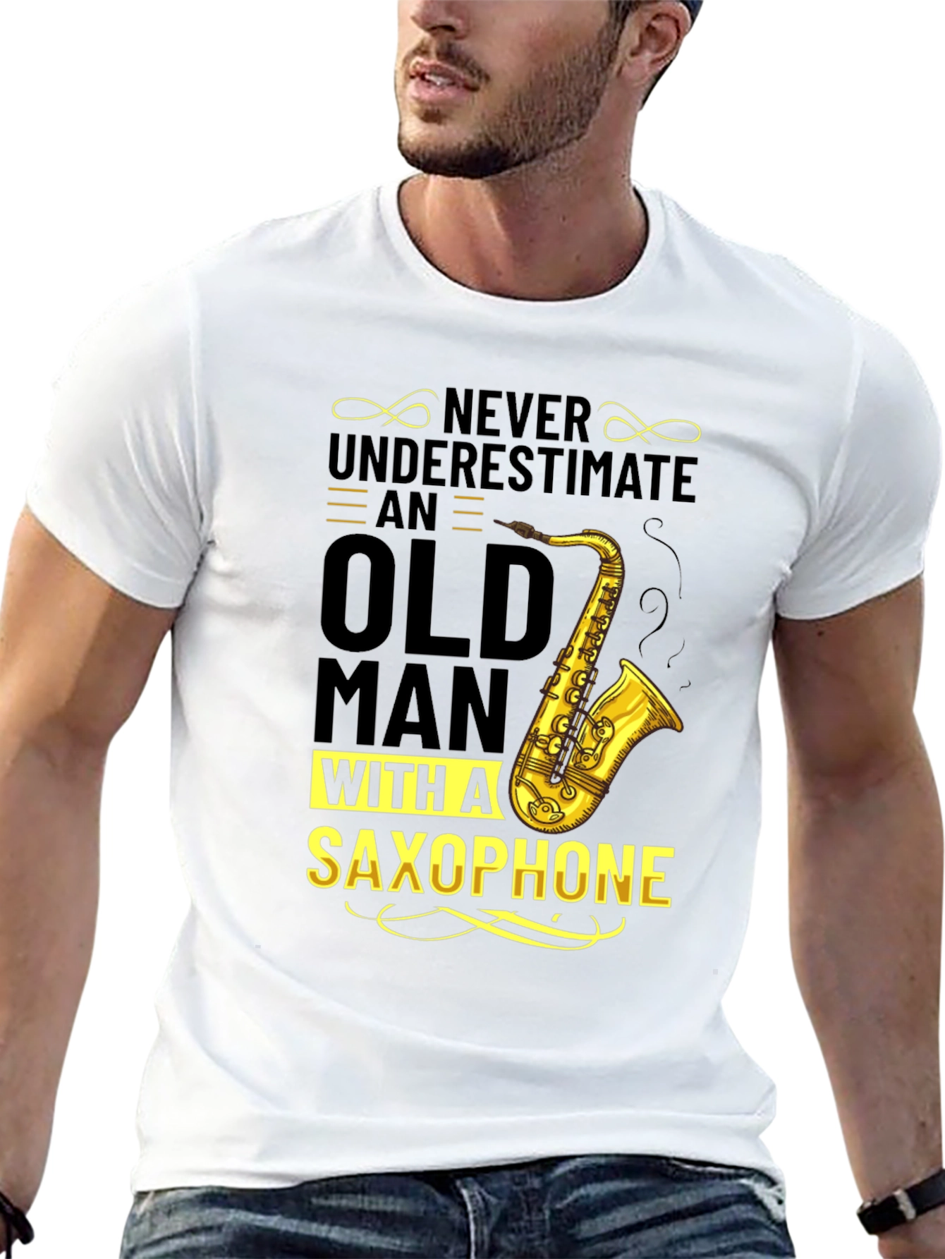 Never Underestimate Saxophone Old Man T-Shirt