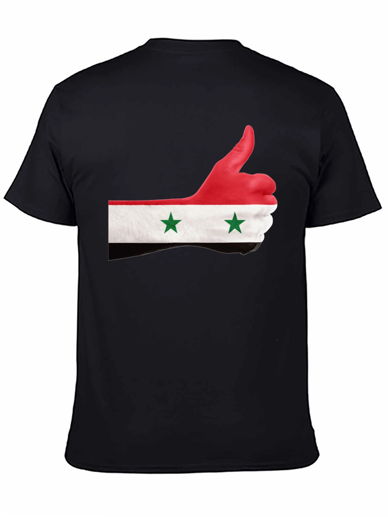 Syria Flag Thumbs Up Graphic Black T-Shirt