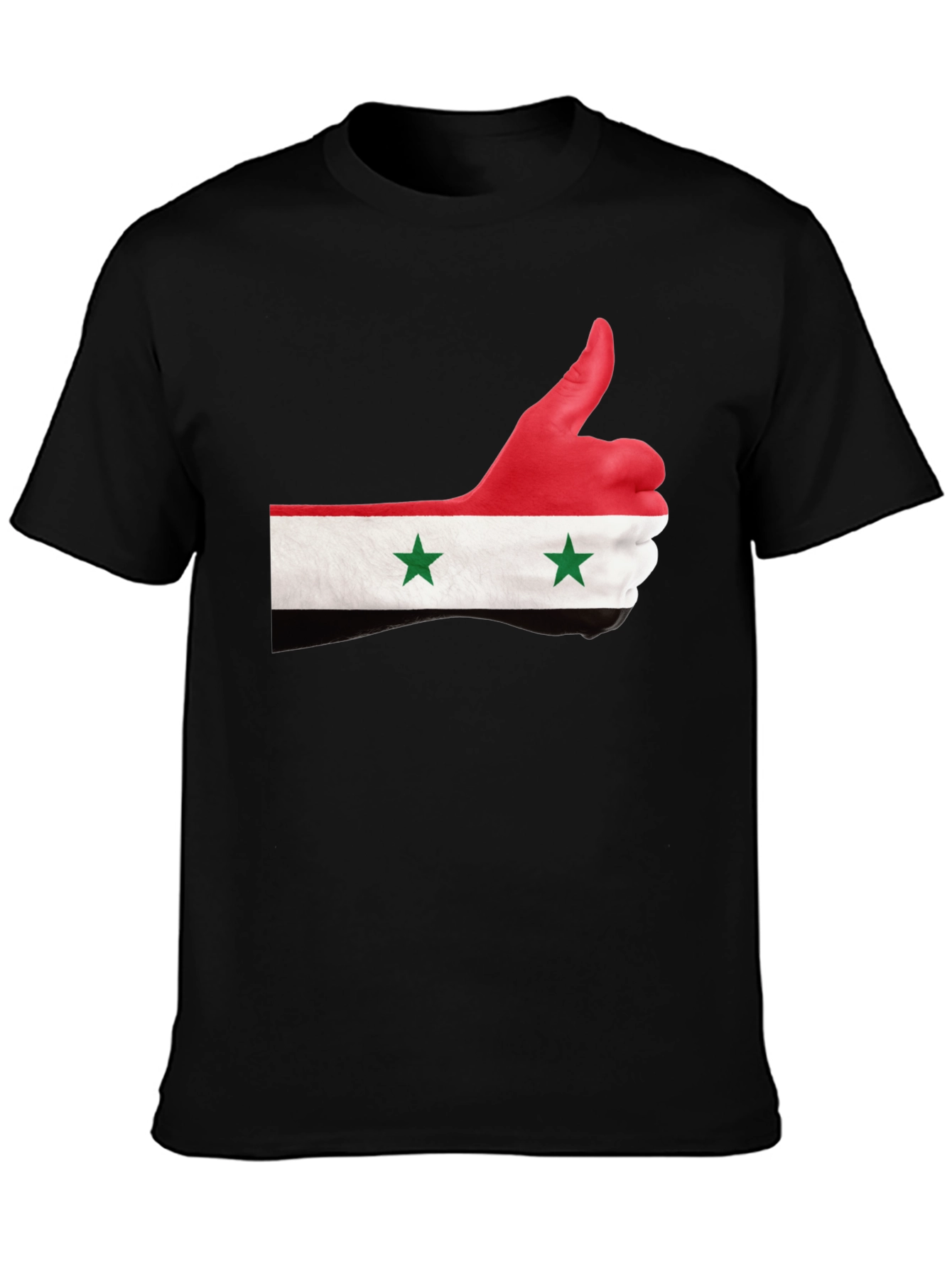 Syria Flag Thumbs Up Graphic Black T-Shirt