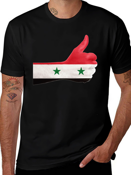 Syria Flag Thumbs Up Graphic Black T-Shirt