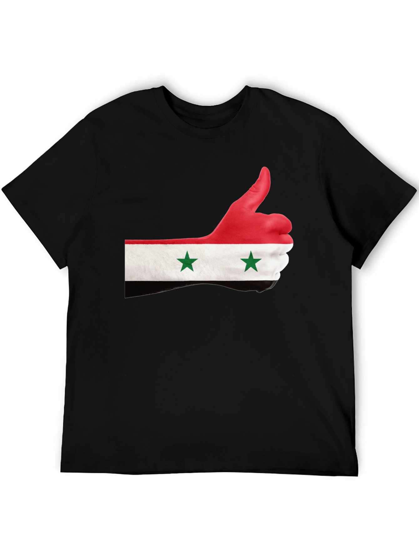 Syria Flag Thumbs Up Graphic Black T-Shirt