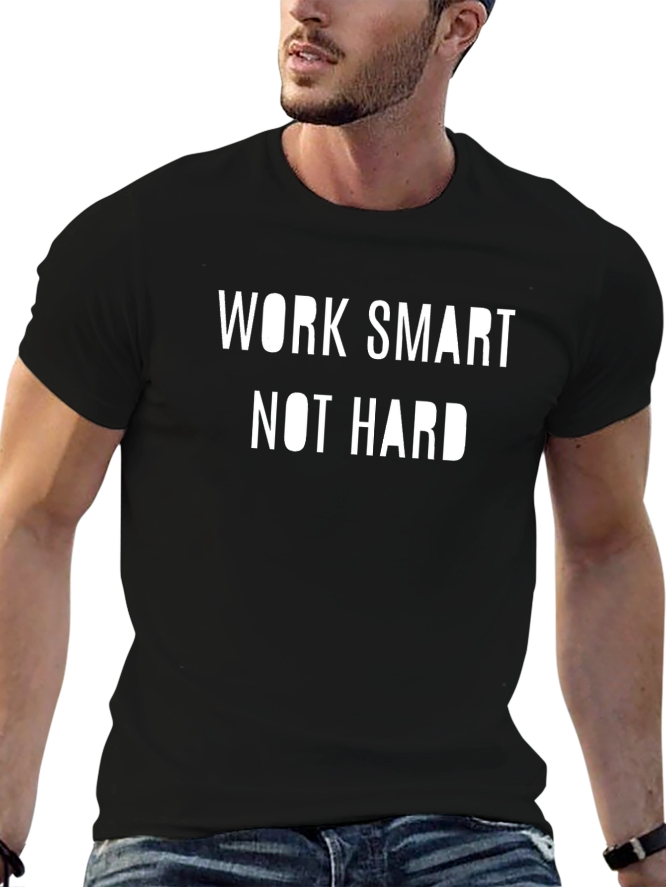 Work Smart Not Hard Black Cotton T-Shirt