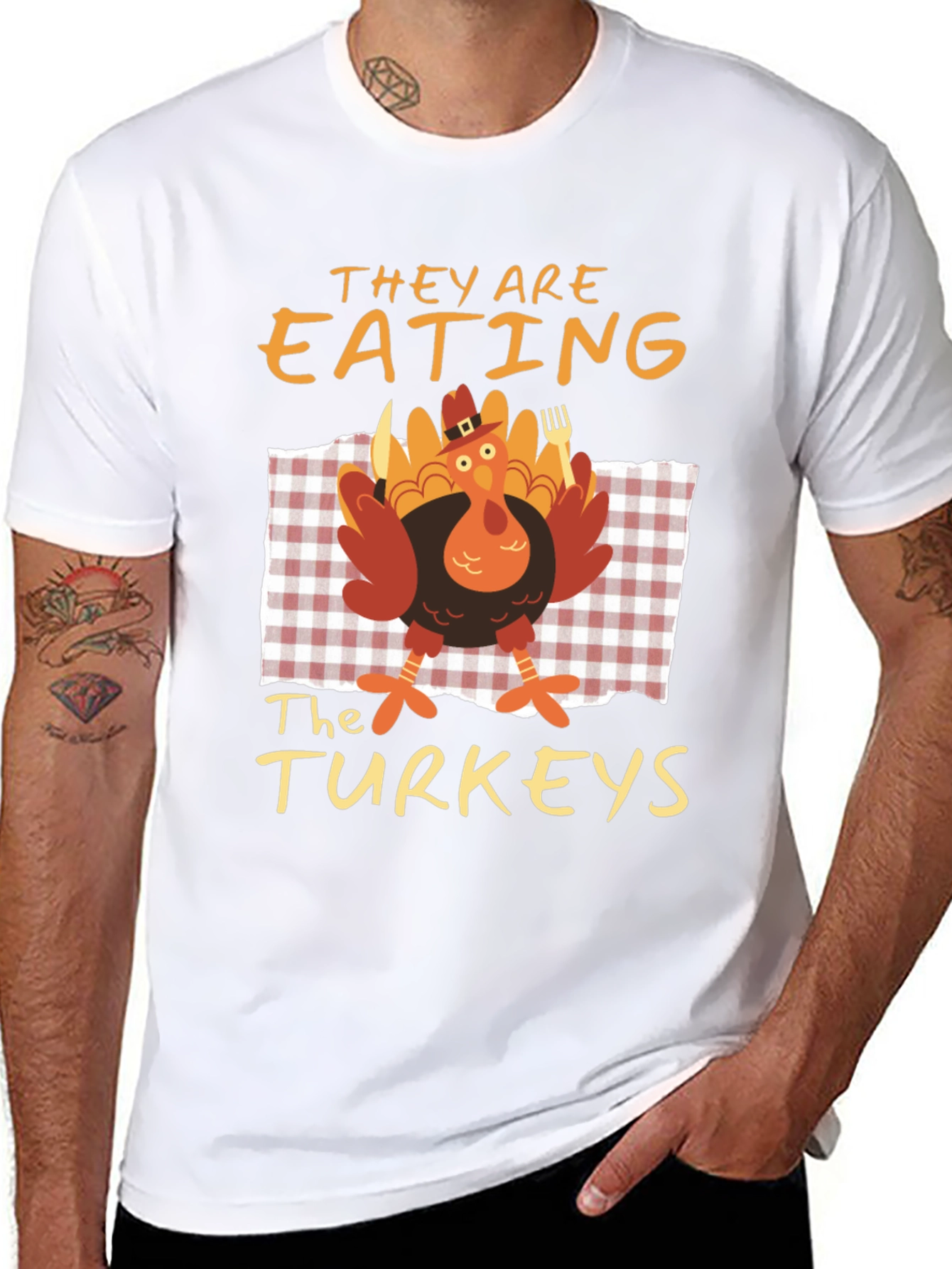 Funny Thanksgiving Eating the Turkeys Graphic Tee