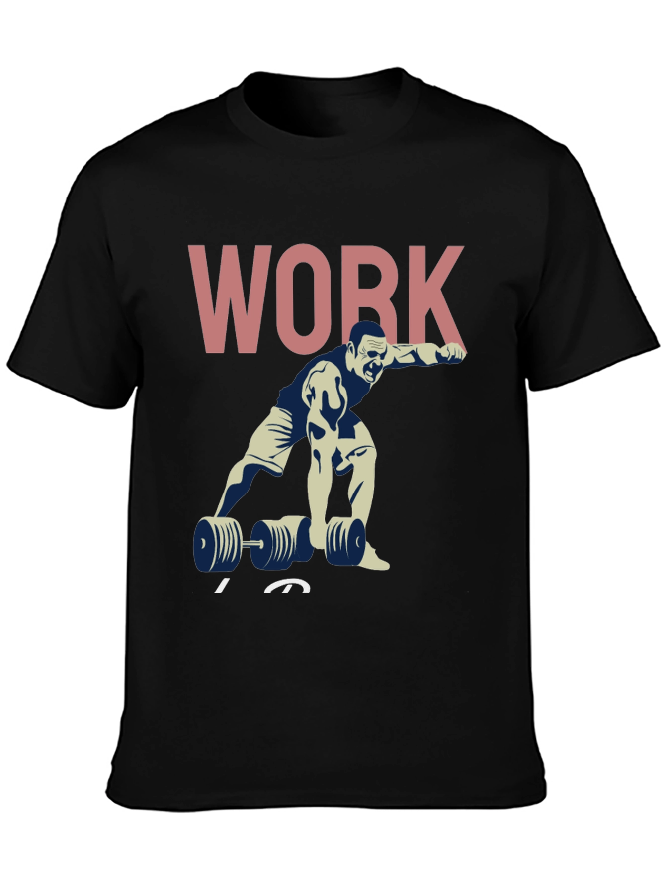Workout Graphic T-Shirt - Black Cotton Gym Tee