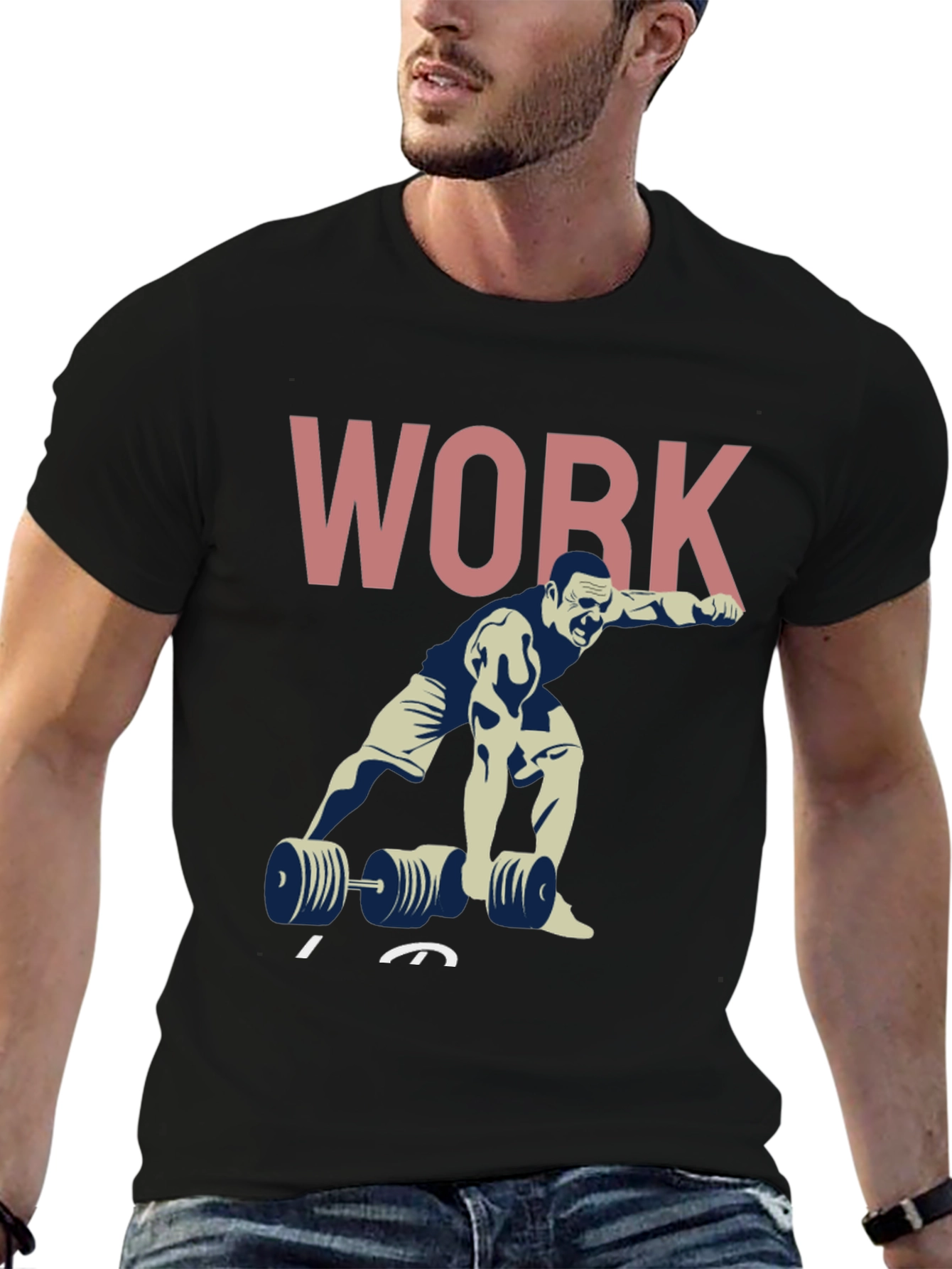 Workout Graphic T-Shirt - Black Cotton Gym Tee