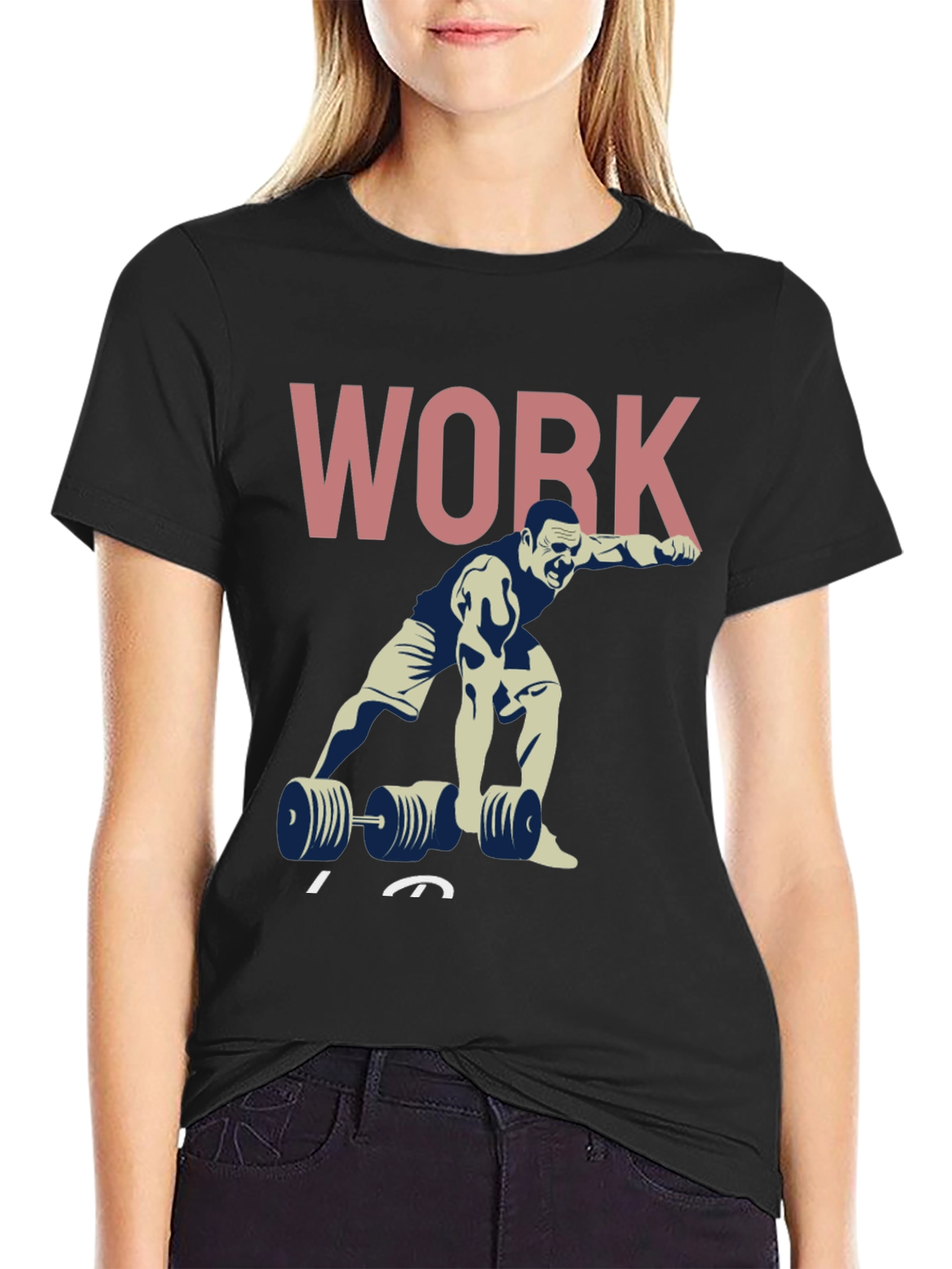 Workout Graphic T-Shirt - Black Cotton Gym Tee