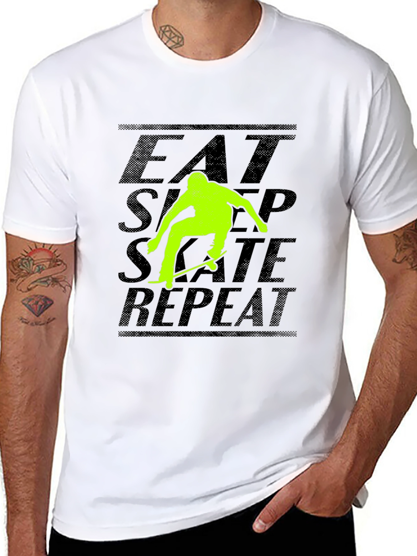 Eat Sleep Skate Repeat Black Graphic Tee