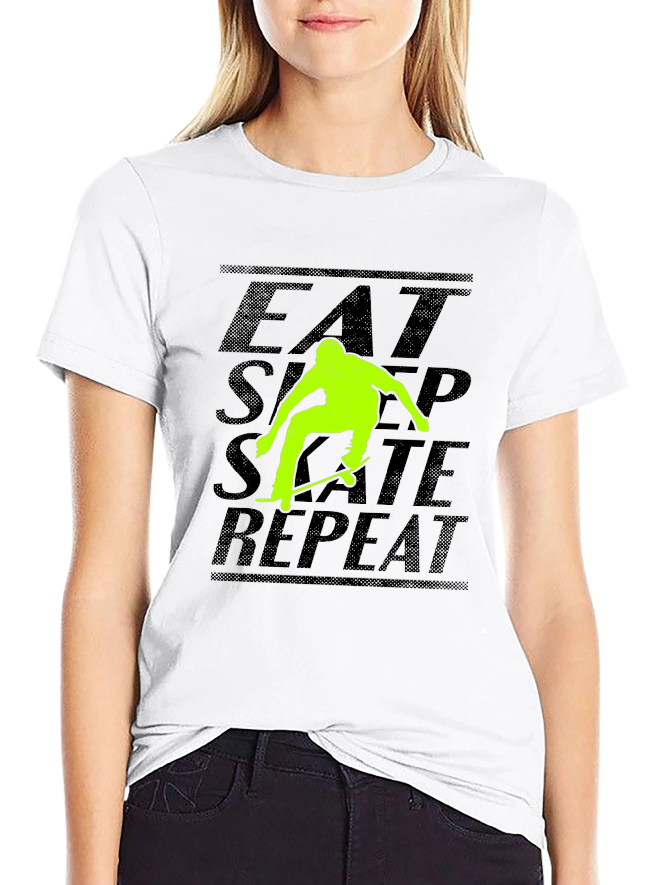 Eat Sleep Skate Repeat Black Graphic Tee
